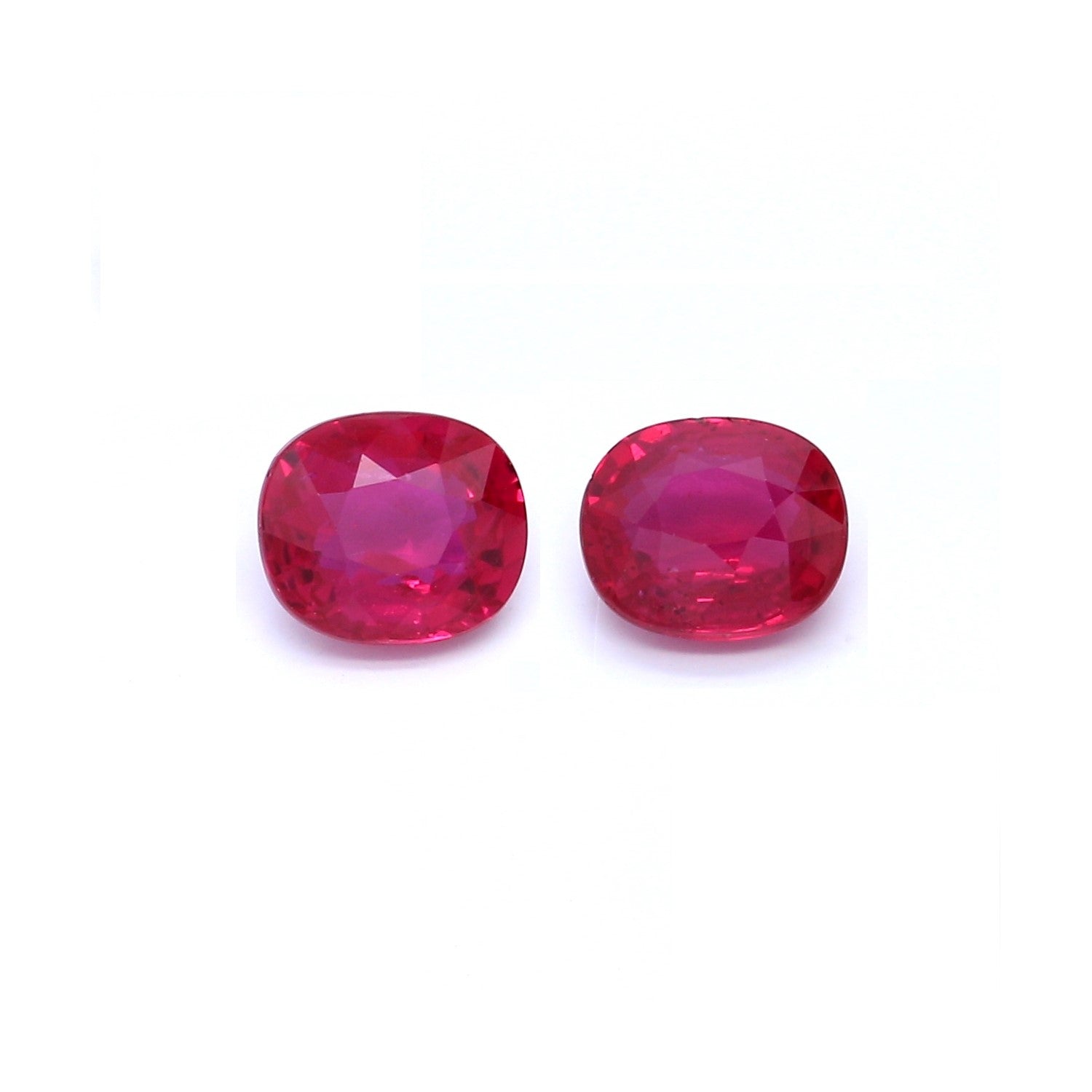 2.13ct Purplish Red, Cushion Ruby Pair, No Heat, East Africa - 6.3 x 5.4 x 3.4mm