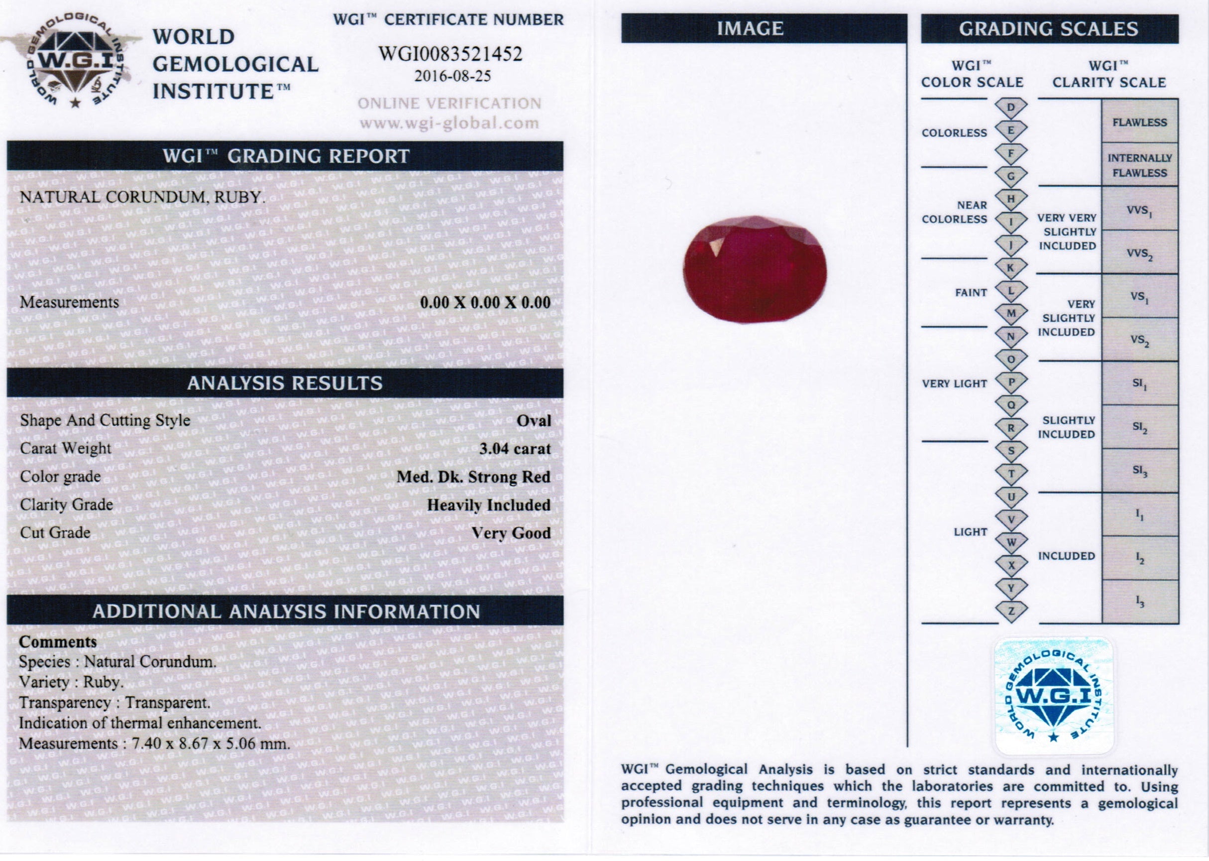 3.04ct Oval Ruby, Heated - 8.67 x 7.40 x 5.06mm