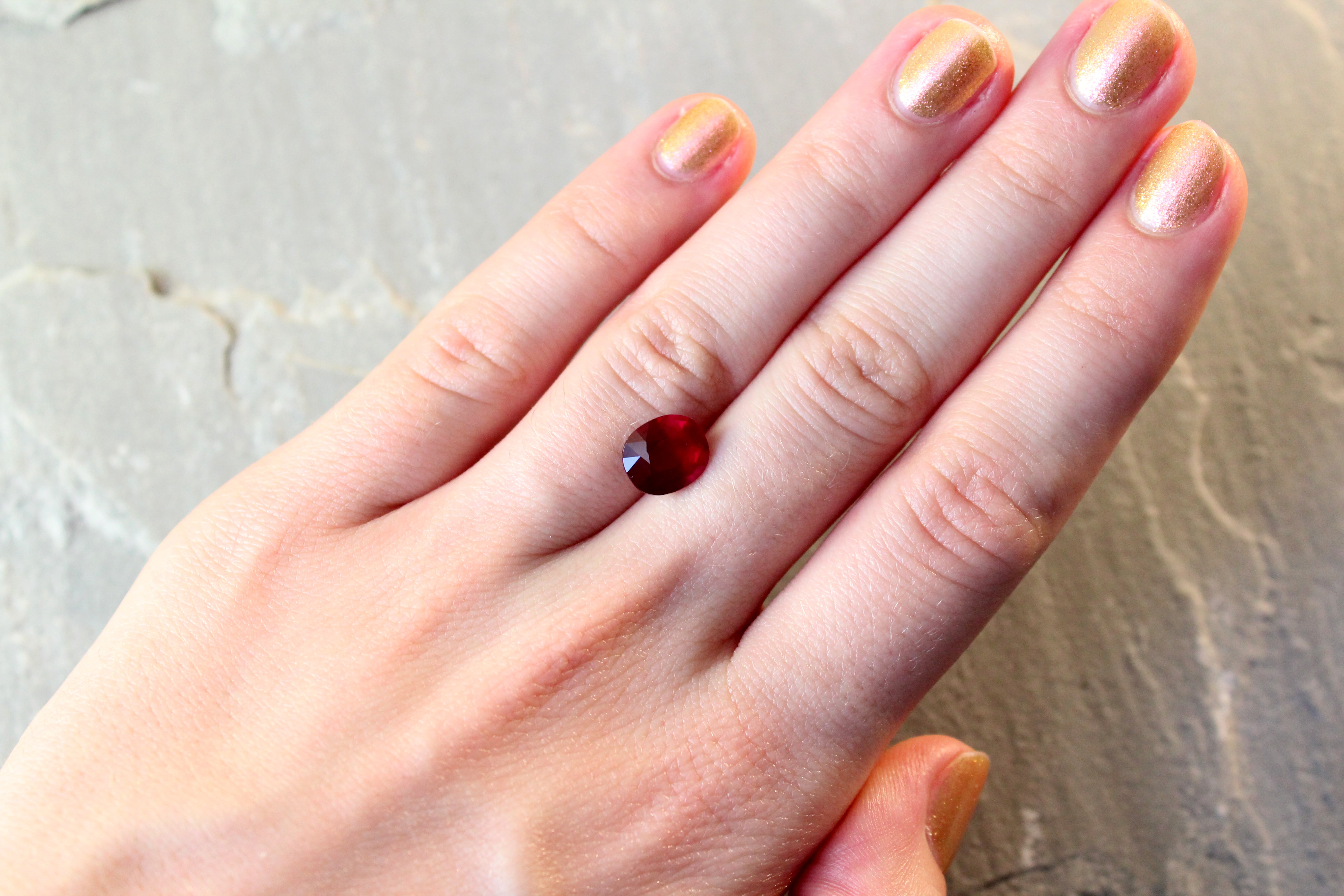 3.07ct Vivid, Pigeon's Blood Red, Oval Ruby, No Heat, Mozambique - 8.97 x 7.74 x 4.93mm