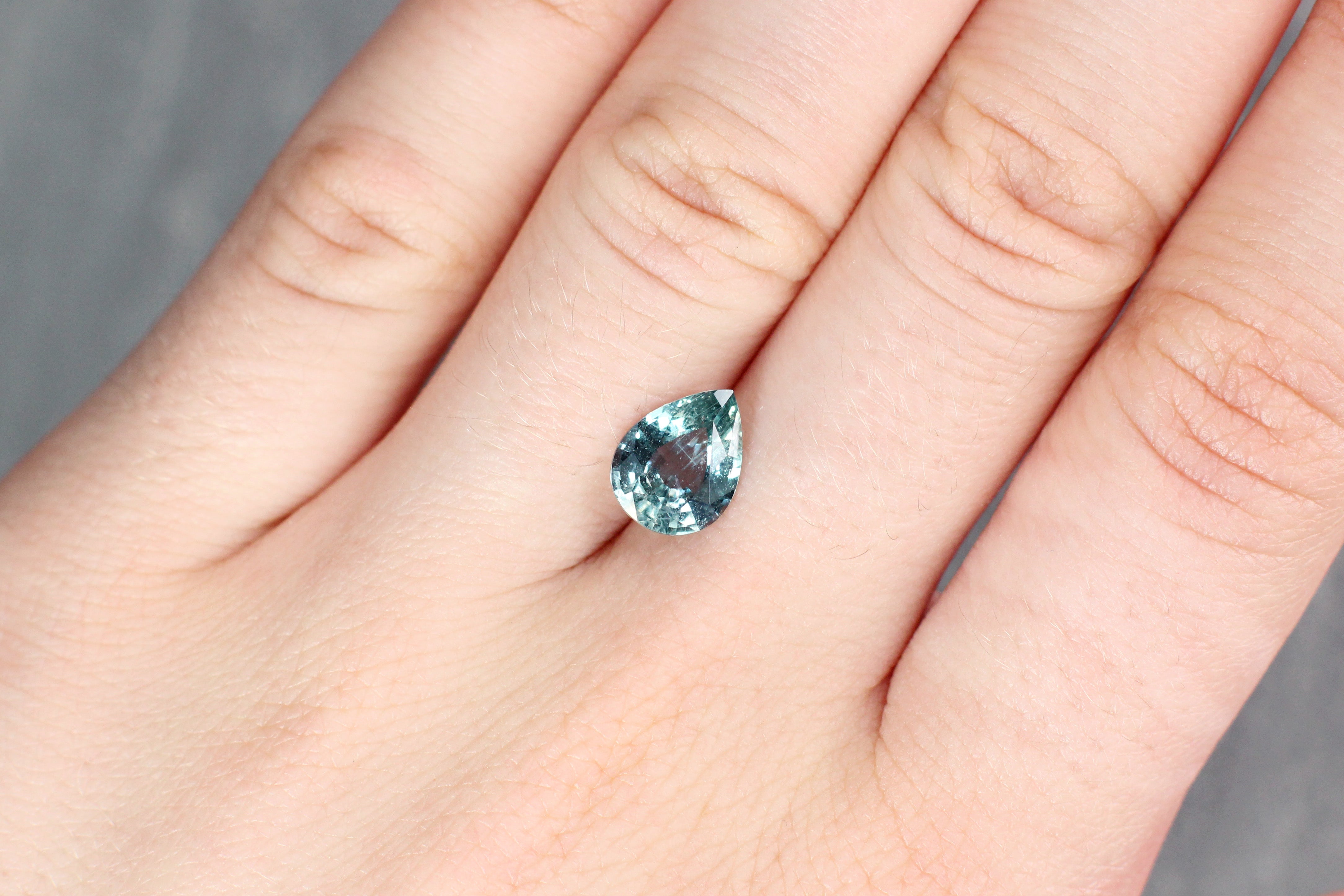 2.42ct Greenish Blue, Pear Shape Sapphire, Heated, Madagascar - 9.70 x 7.46 x 4.38mm