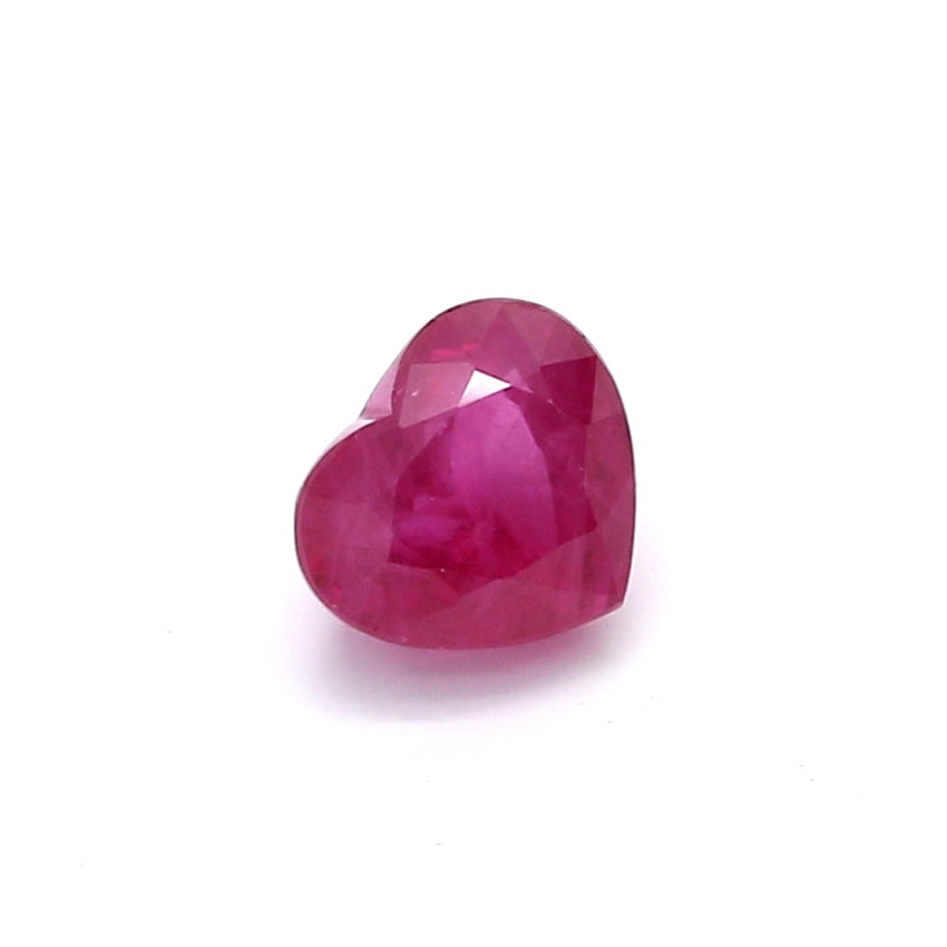 1.03ct Pinkish Red, Heart Shape Ruby, H(b), Myanmar - 5.21 x 6.02 x 3.81mm