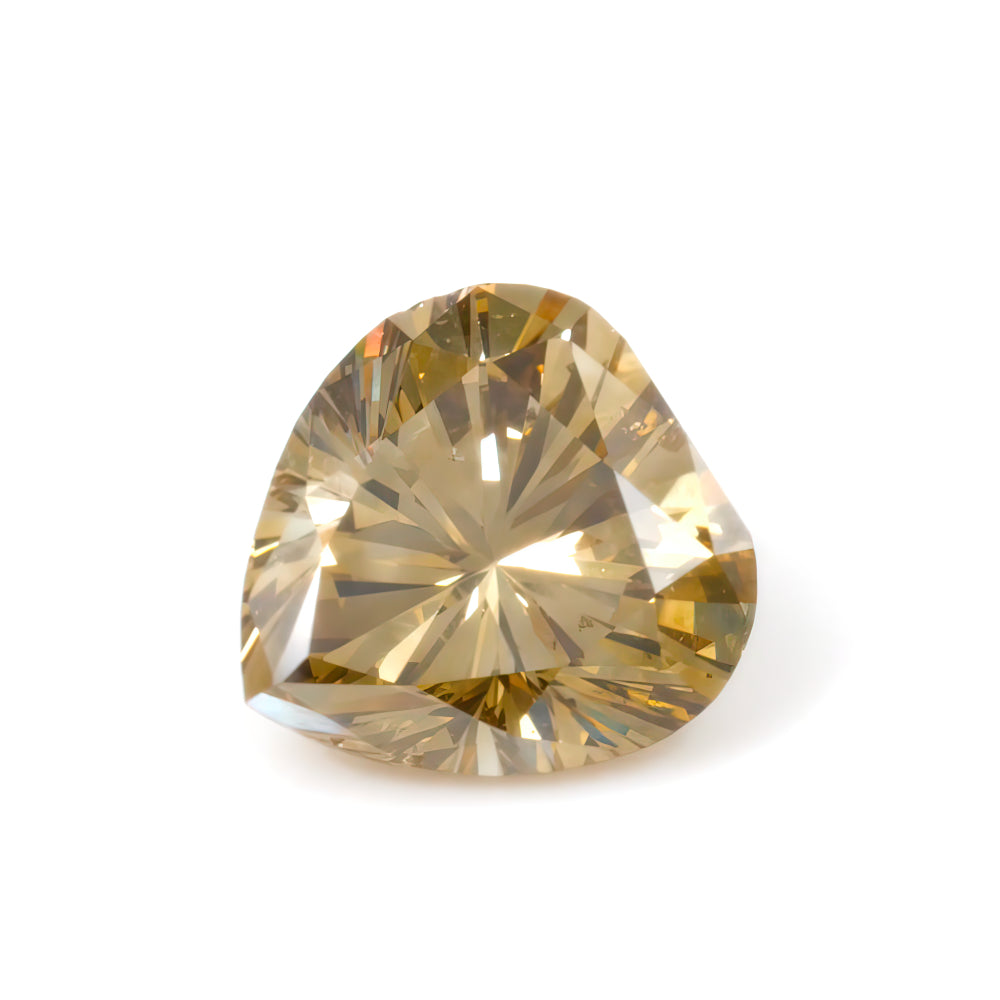 Colored Diamond, Greenish yellow, Fancy Dark, SI1, Heart-shaped, Untreated