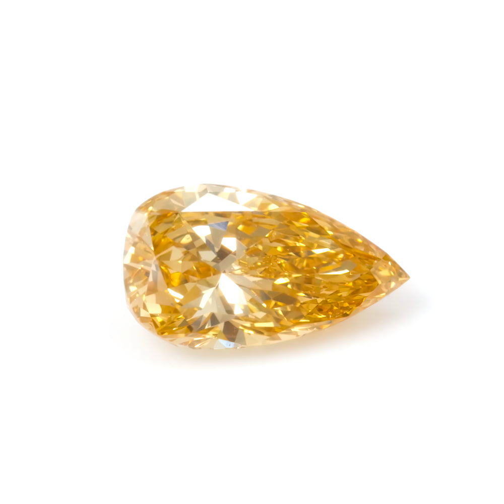 Colored Diamond, Orange Yellow, Fancy Intense, SI1, Pear-shaped, Untreated