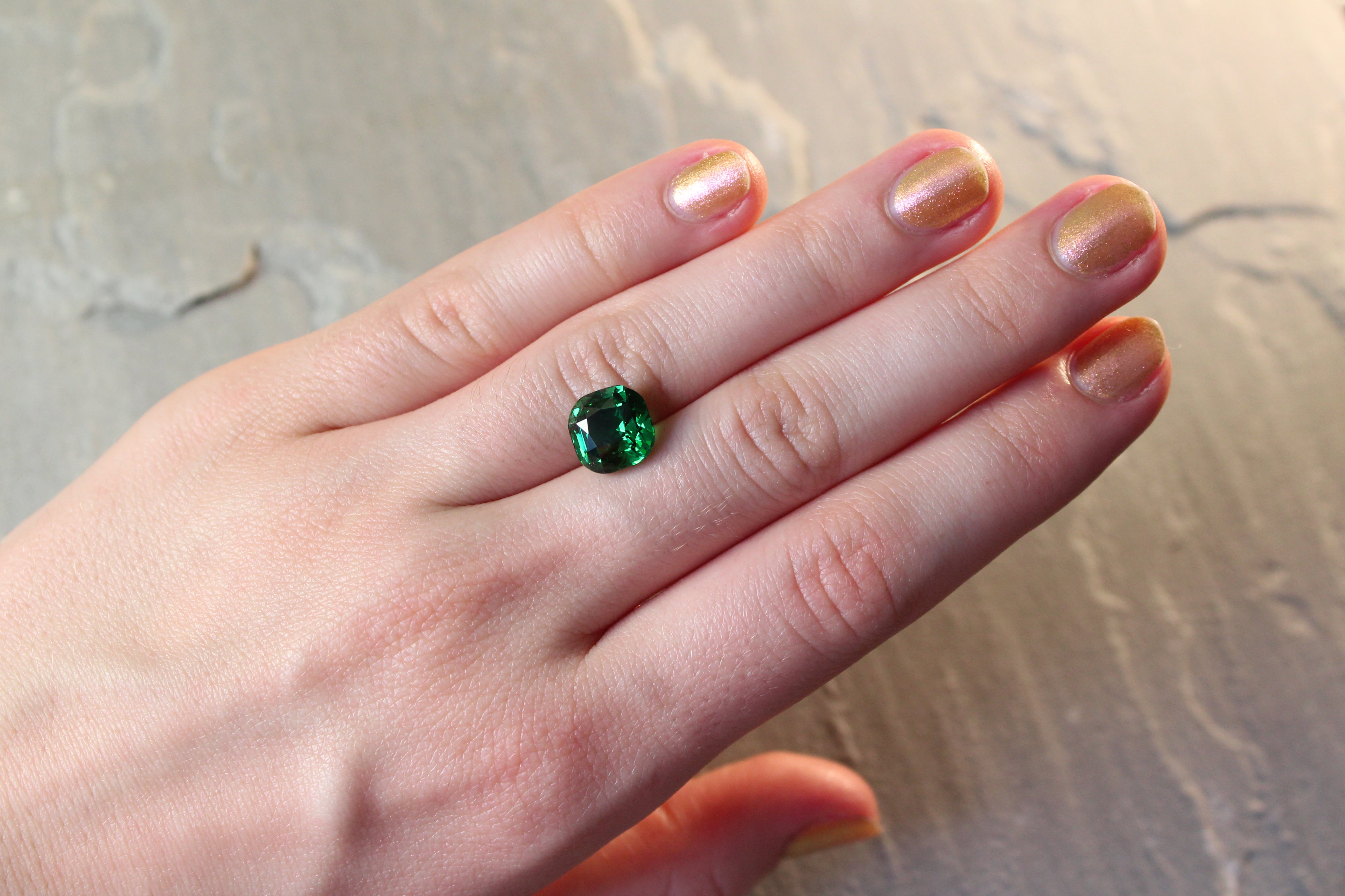 5.07ct Cushion Tsavorite Garnet, No Treatment, East Africa - 9.31 x 9.28 x 6.93mm