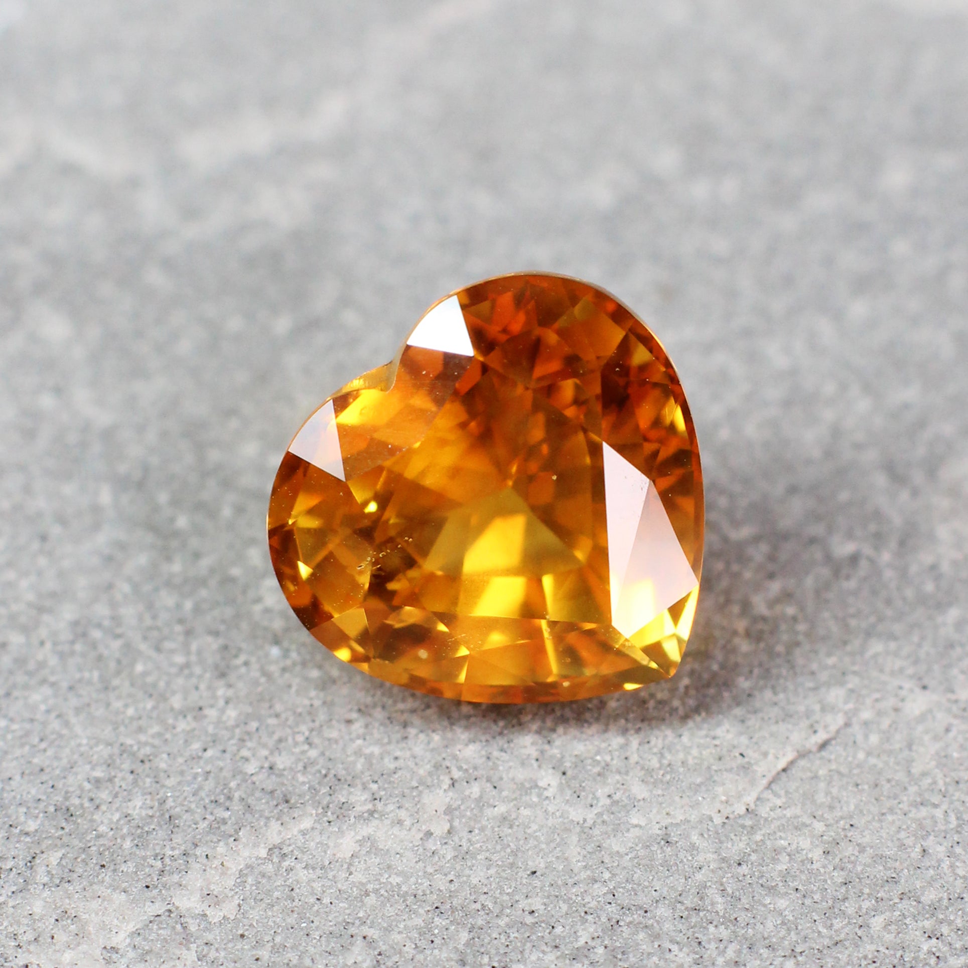 8.38ct Orangy Yellow, Heart Shape Sapphire, Heated, Sri Lanka - 11.20 x 11.64 x 8.17mm