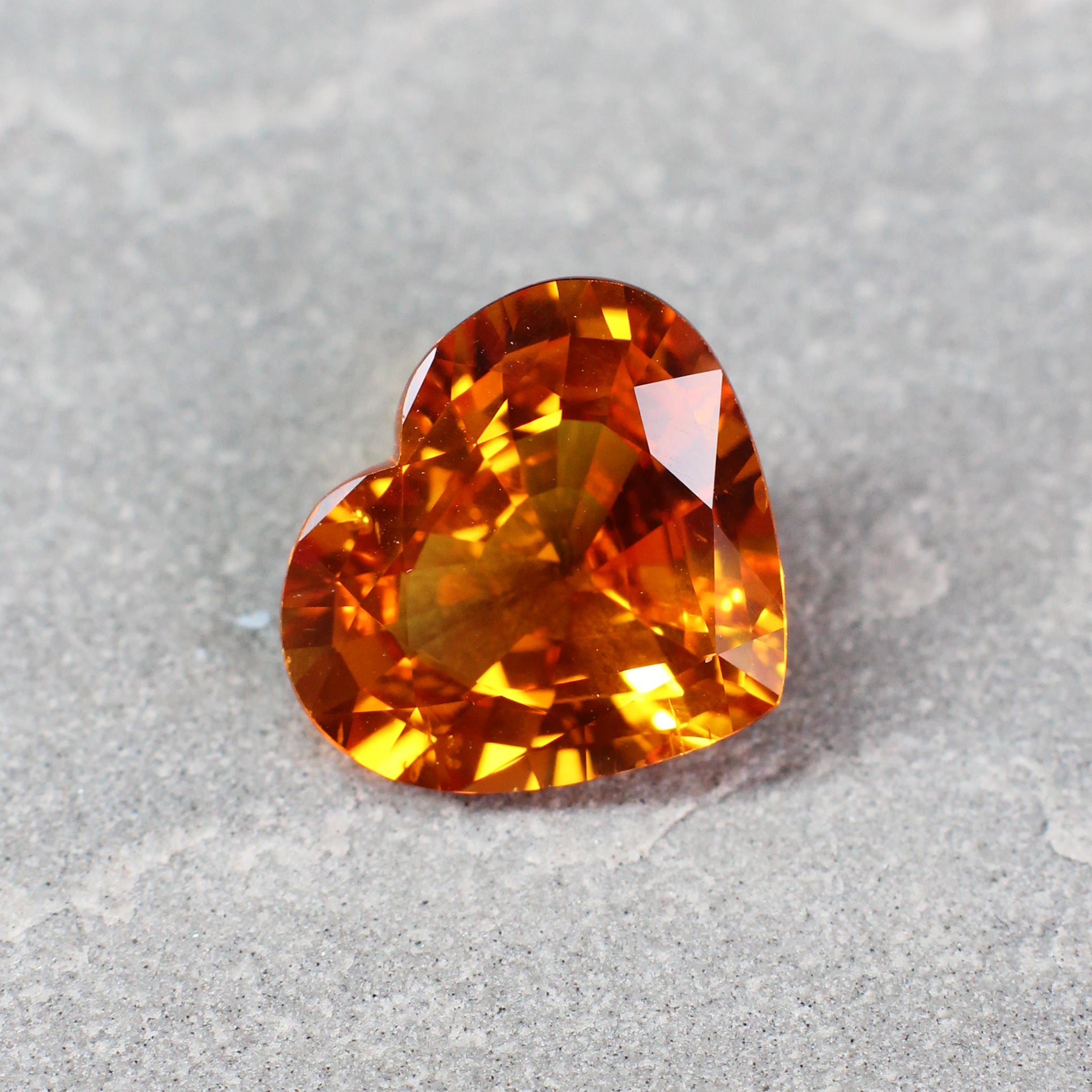8.45ct Orangy Yellow, Heart Shape Sapphire, Heated, Sri Lanka - 12.76 x 14.40 x 6.27mm