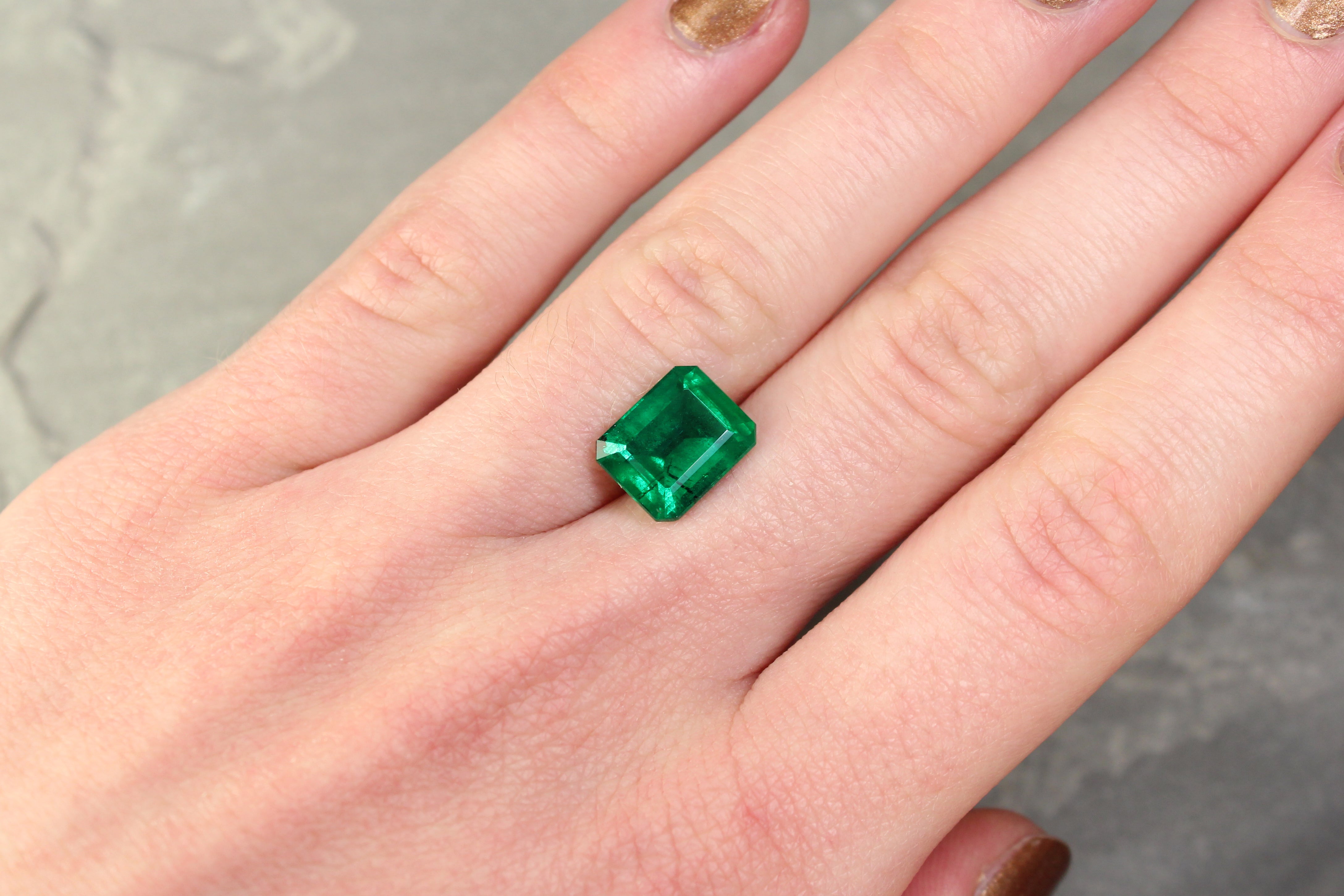 3.83ct Octagon Emerald, Minor Oil, Zambia - 10.84 x 8.81 x 5.60mm