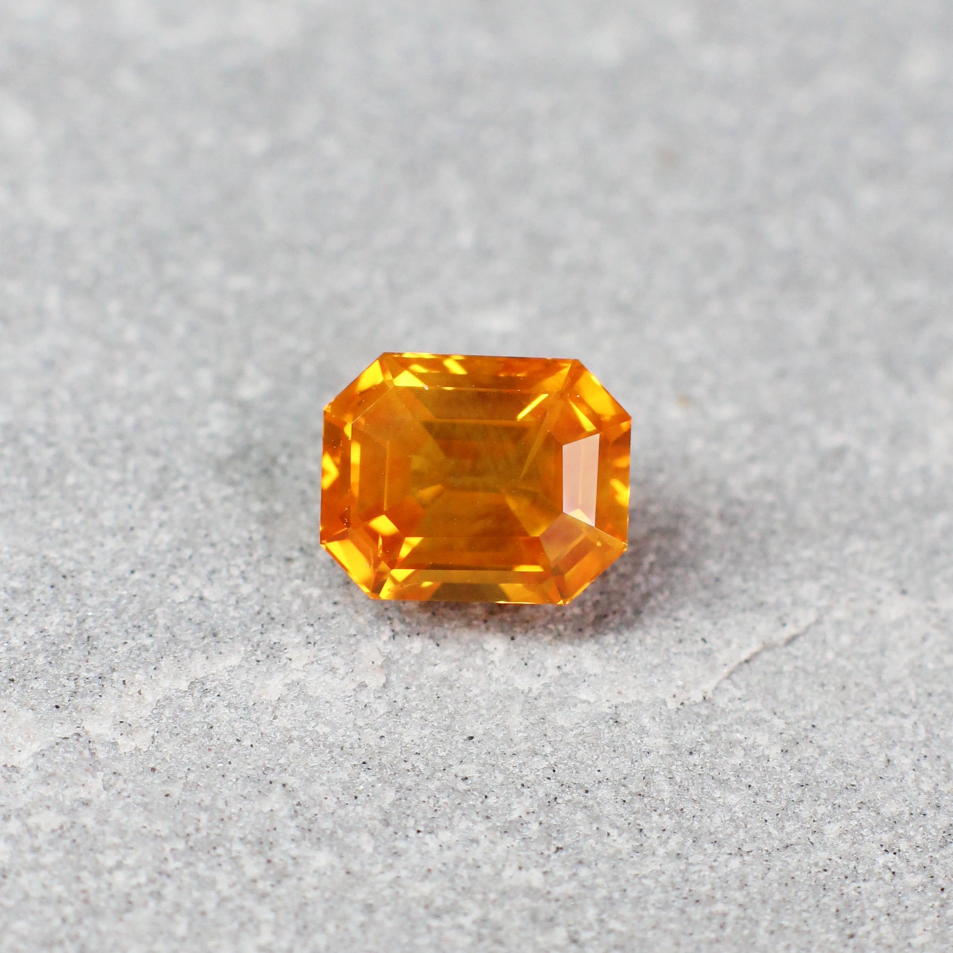 2.03ct Orangy Yellow, Octagon Sapphire, Sri Lanka - 7.29 x 5.85 x 4.48mm