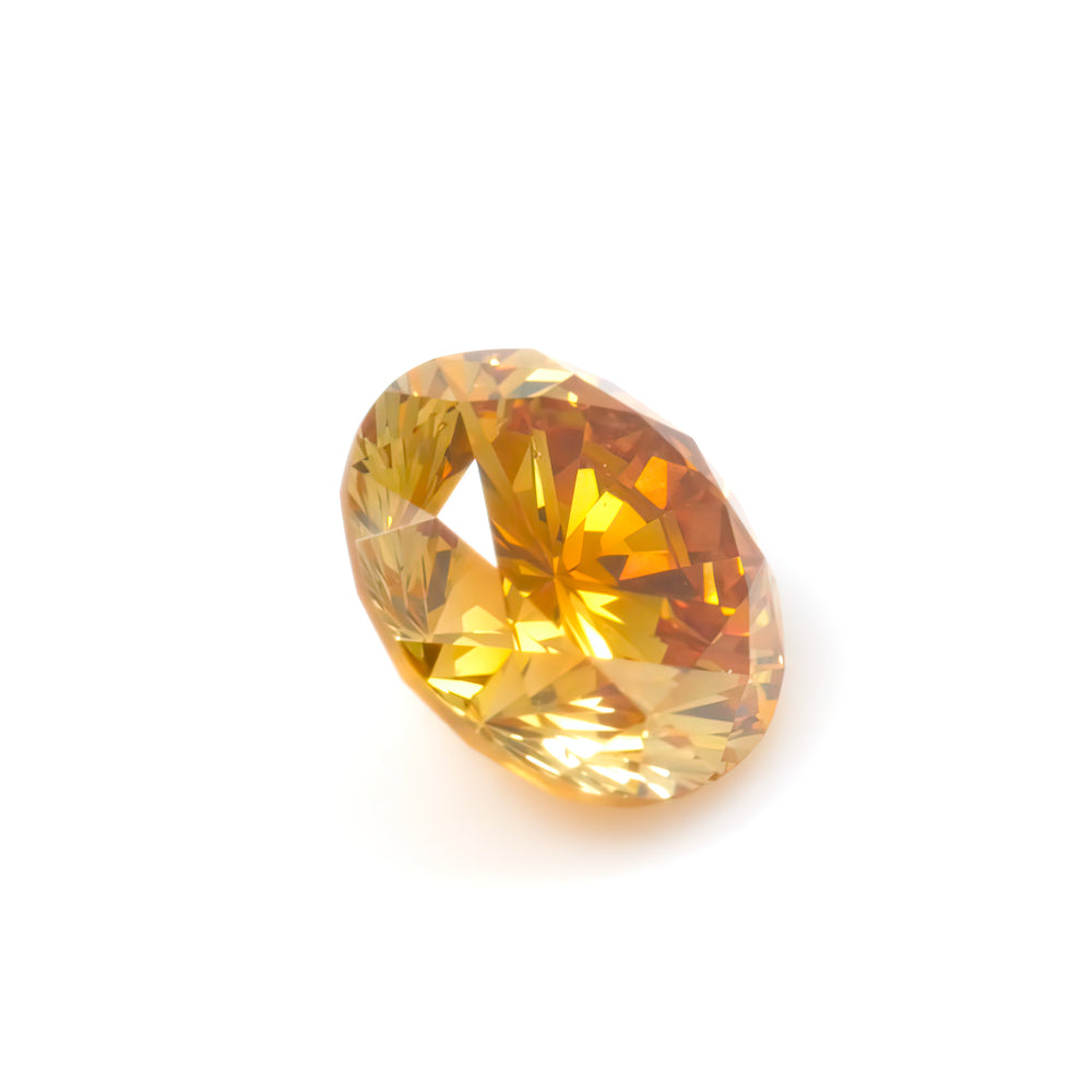 Colored Diamond, Yellow Orange, Fancy Intense, SI1, Round, Untreated
