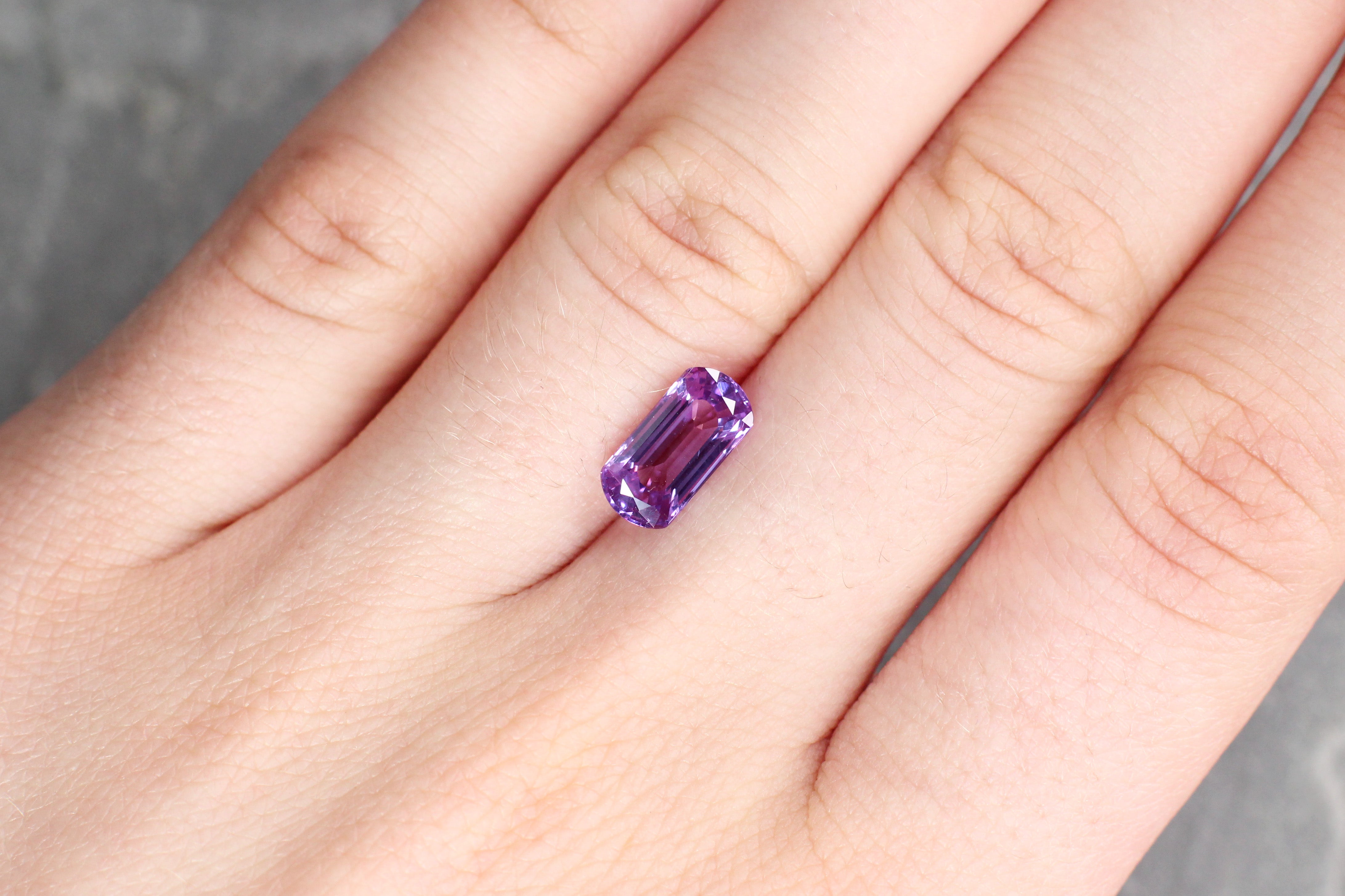 2.21ct Purple, Modified Rectangle Sapphire, No Heat, Sri Lanka - 10.34 x 5.15 x 3.67mm