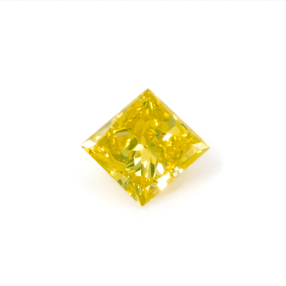 Colored Diamond, Greenish yellow, Vivid, SI2, Square, Untreated