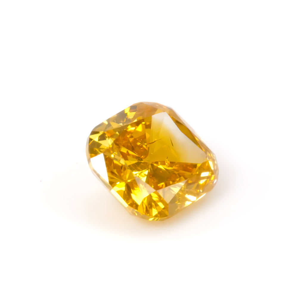 Colored Diamond, Yellow Orange, Vivid, VS1, Cushion, Untreated