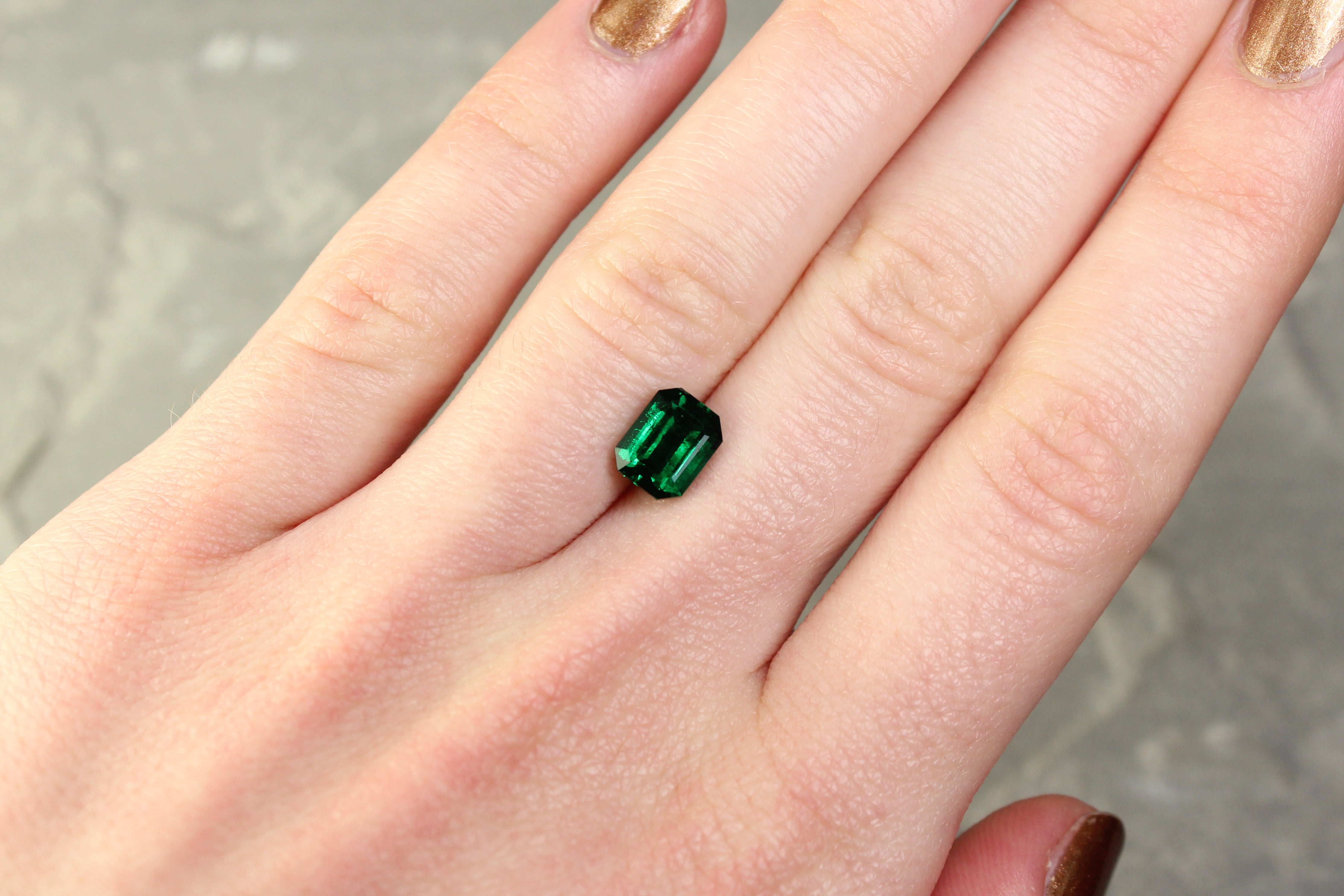 1.62ct Bluish Green, Octagon Emerald, Brazil - 8.03 x 6.28 x 4.28mm