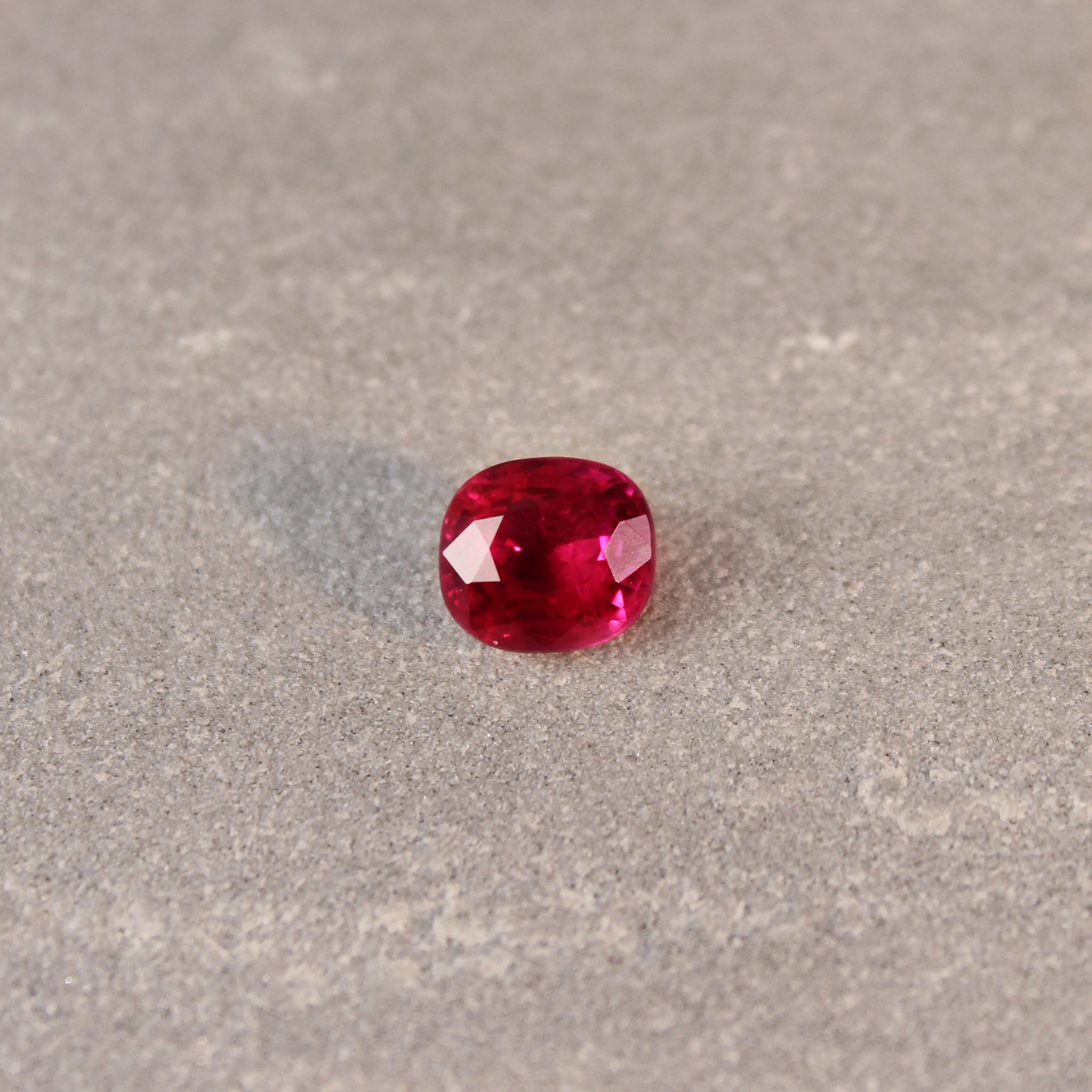 1.74ct Pinkish Red, Cushion Ruby, H(a), Myanmar - 6.91 x 6.22 x 4.13mm