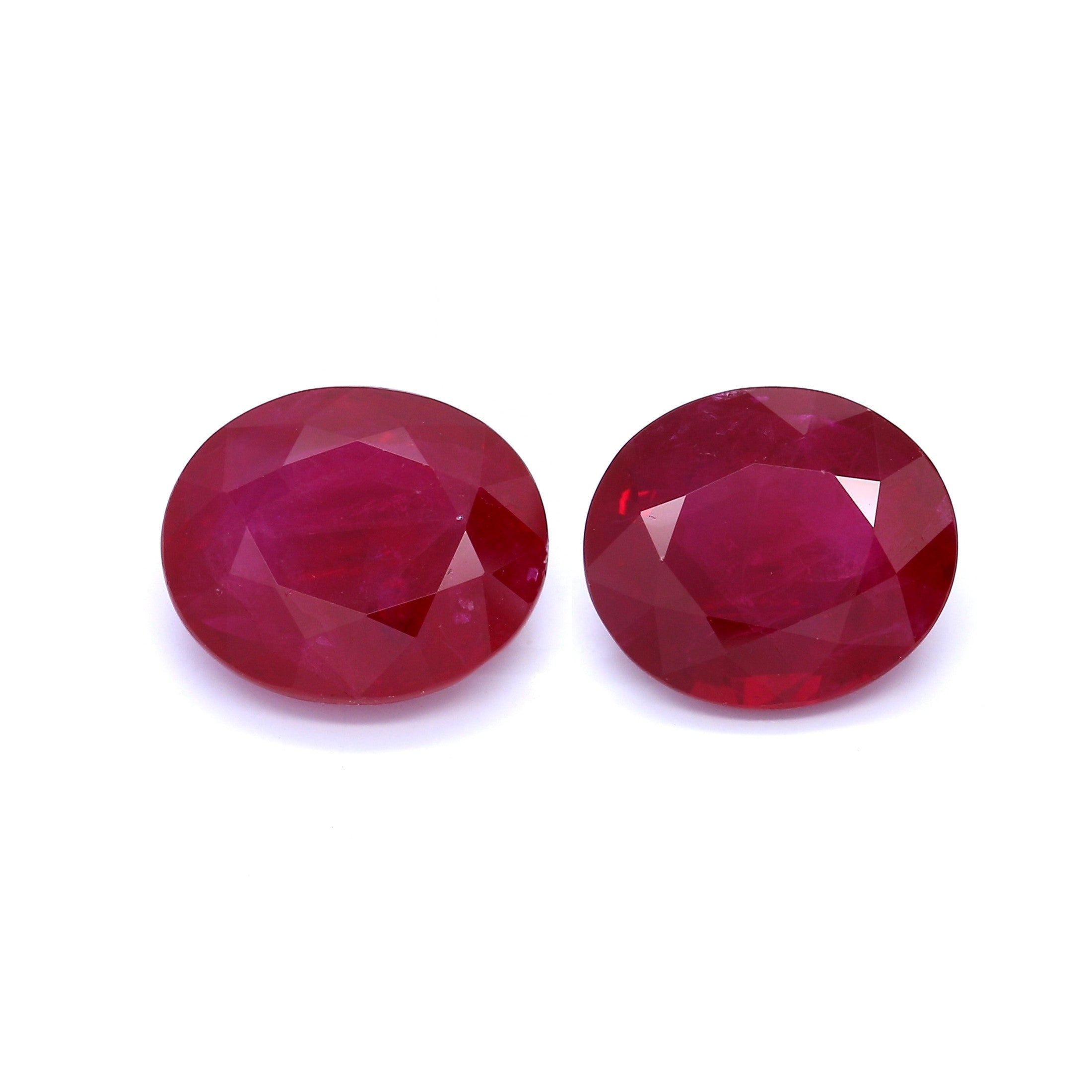 14.89ct Purplish Red, Oval Ruby Pair, Myanmar - 13 x 11mm
