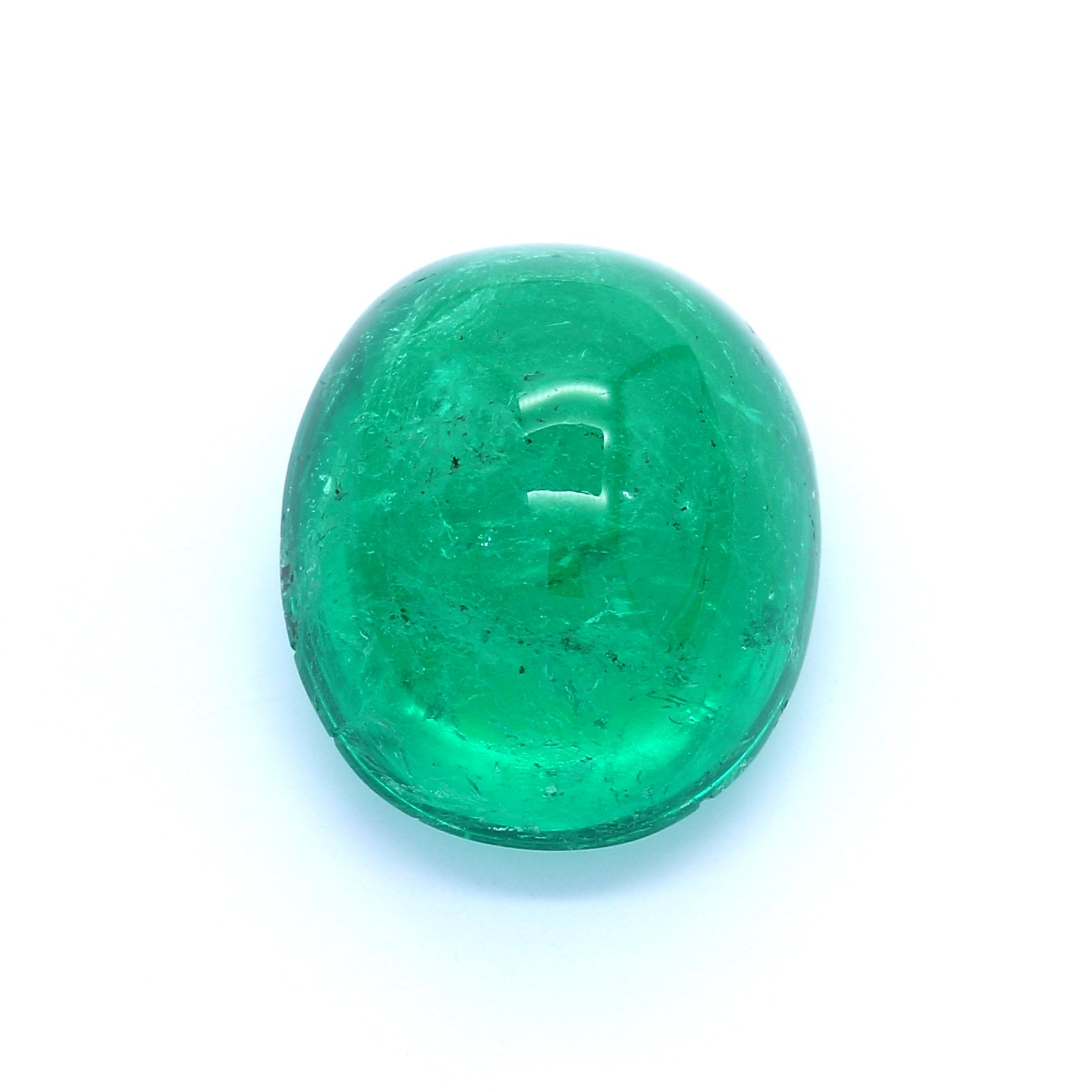 17.20ct Oval Cabochon Emerald, Colombia - 16.77 x 14.56 x 10.68mm