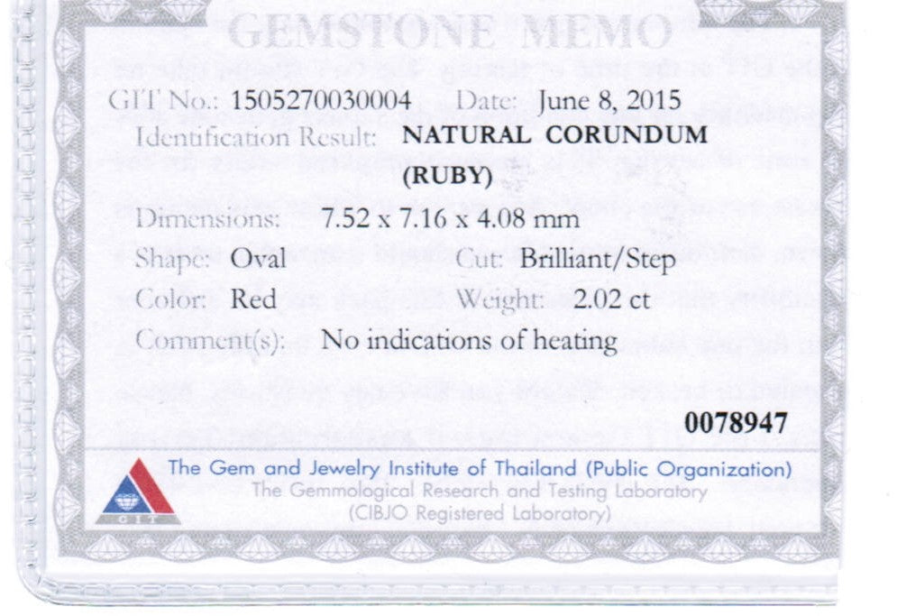 2.02ct Oval Ruby, No Heat, Mozambique - 7.52 x 7.16 x 4.08mm
