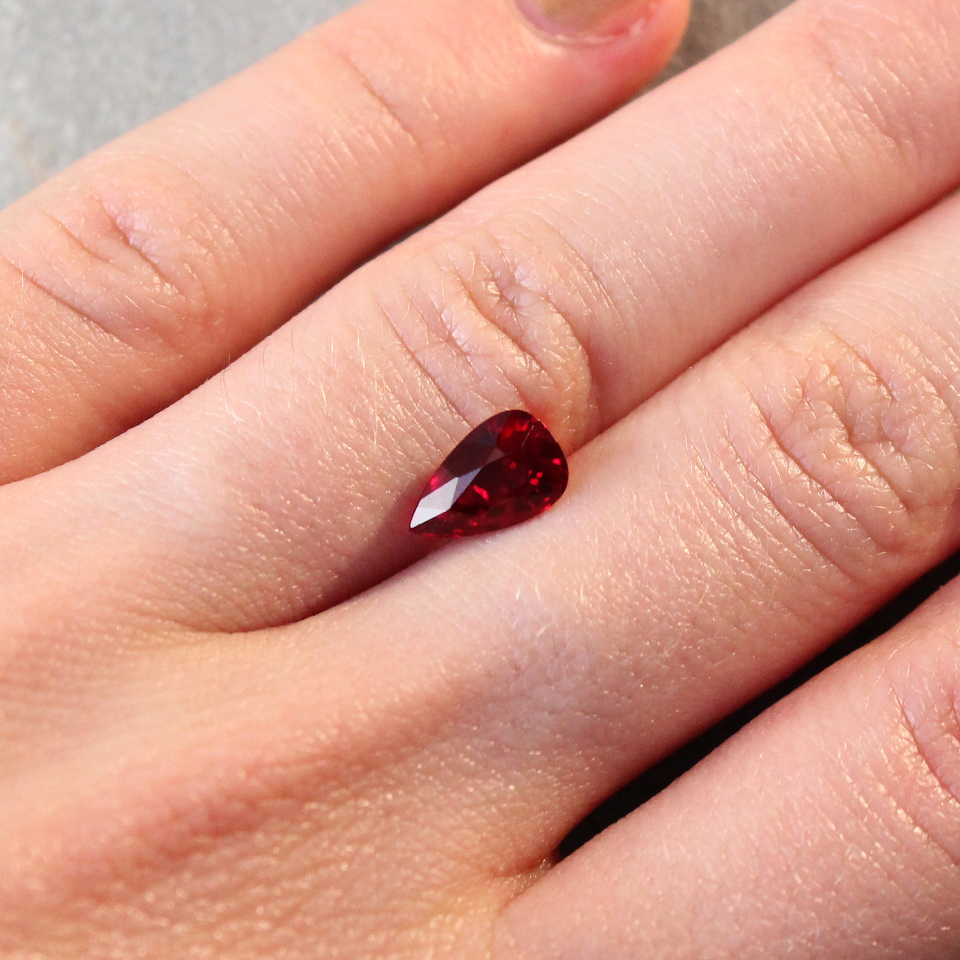 2.04ct Vivid Red, Pear Shape Ruby, No Heat, Mozambique - 9.43 x 5.88 x 4.89mm