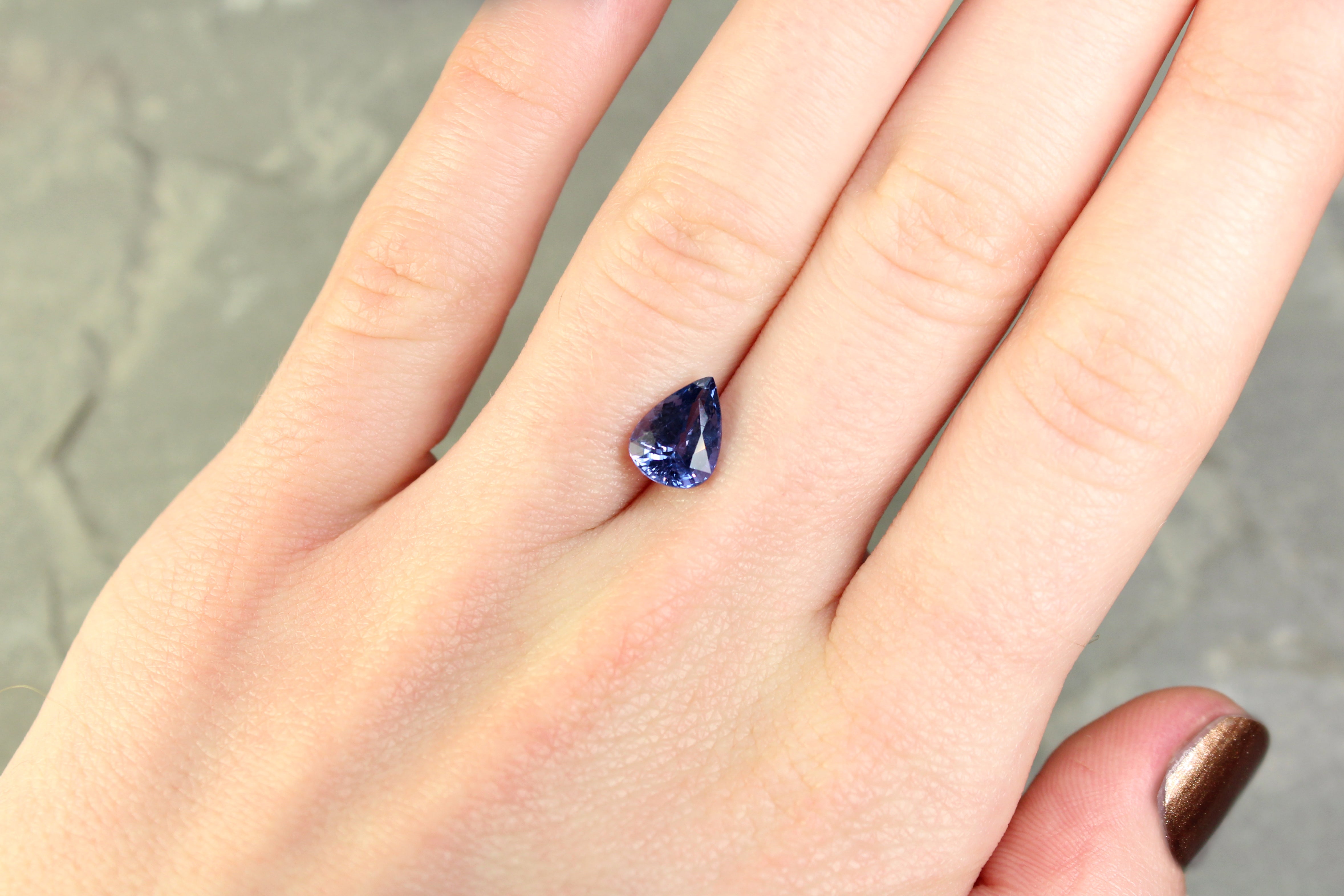 2.25ct Violetish Blue / Purple, Pear Shape Colour Change Sapphire, Heated, Madagascar - 9.44 x 6.98 x 4.77mm