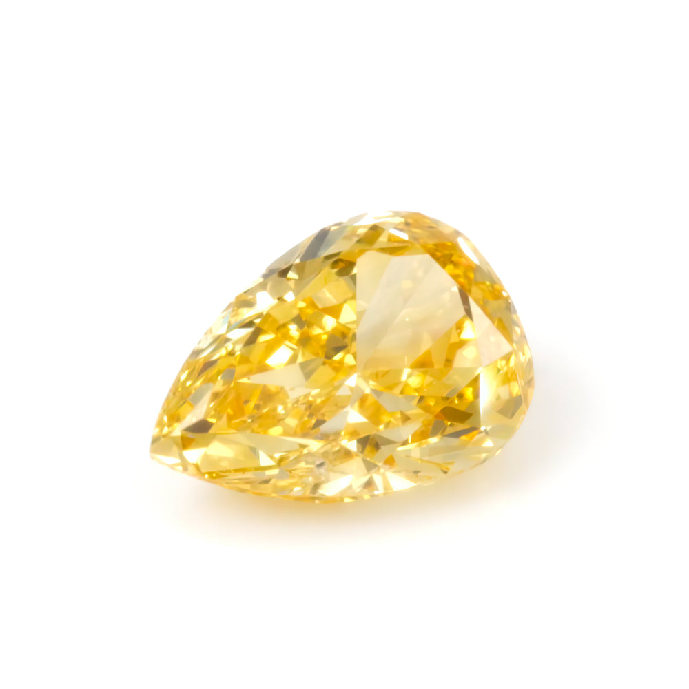 Colored Diamond, Orangy yellow, Vivid, I1, Pear-shaped, Untreated