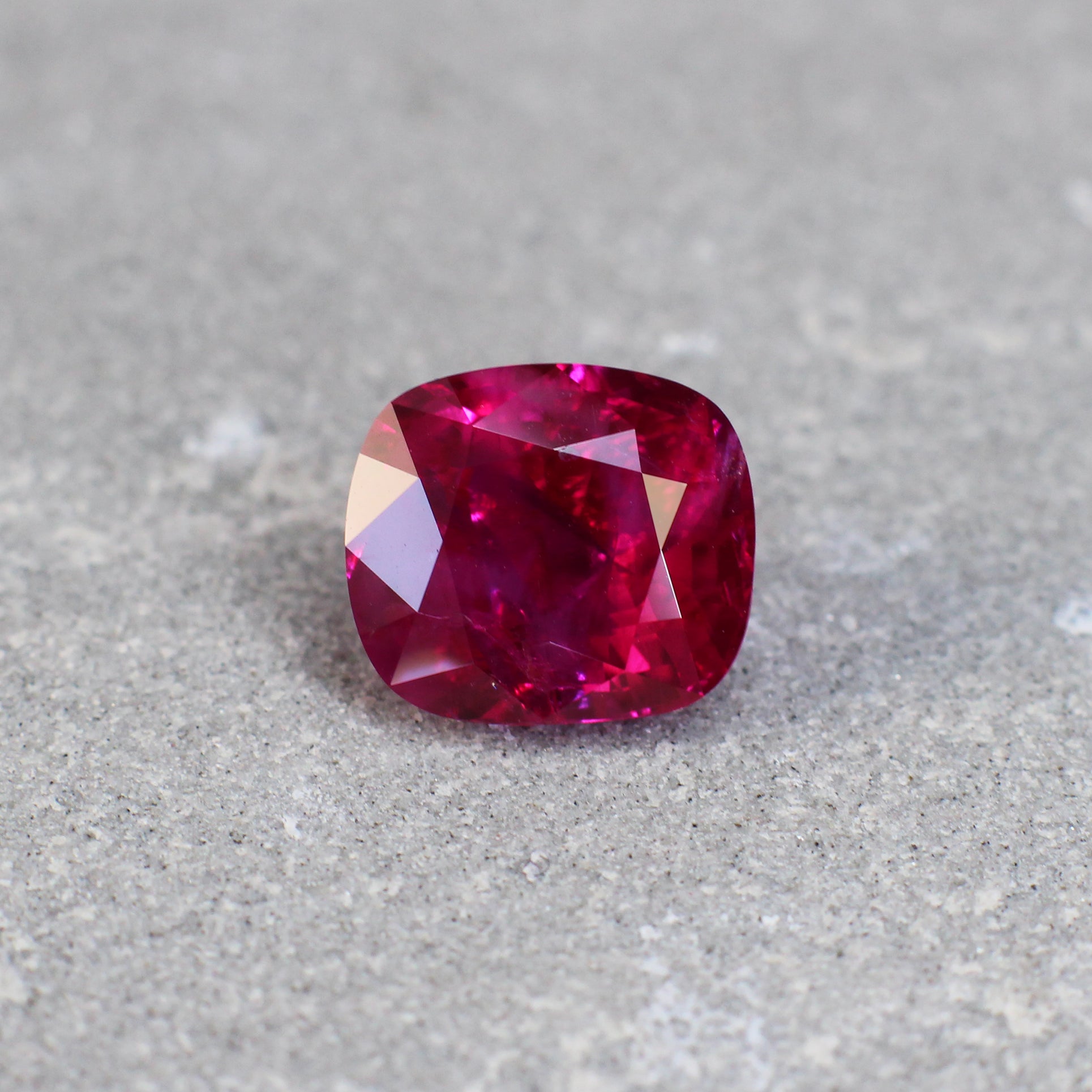 3.34ct Vivid, Pigeon's Blood Red, Cushion Ruby, No Heat, Myanmar - 9.04 x 7.96 x 5.34mm