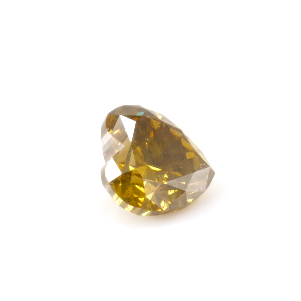 Colored Diamond, Greenish yellow, Deep, Heart-shaped, Untreated