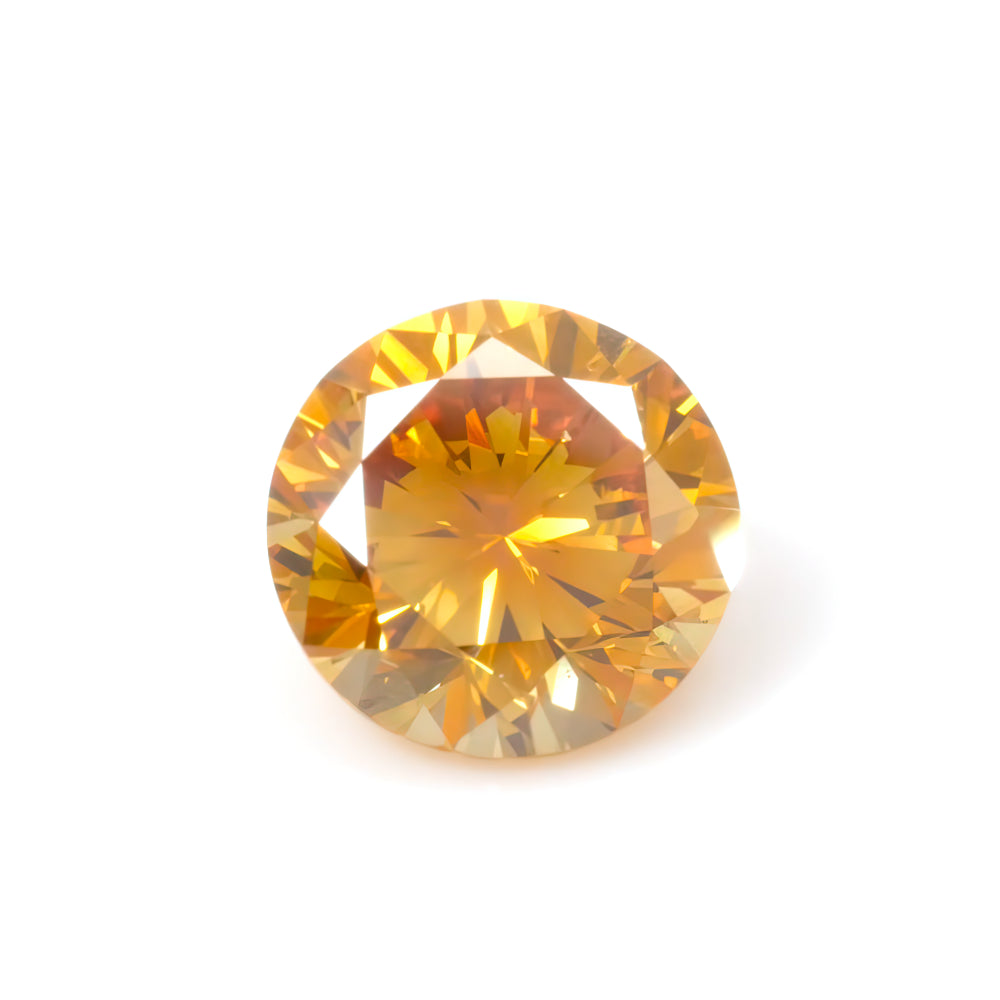 Colored Diamond, Yellow Orange, Fancy Intense, SI1, Round, Untreated