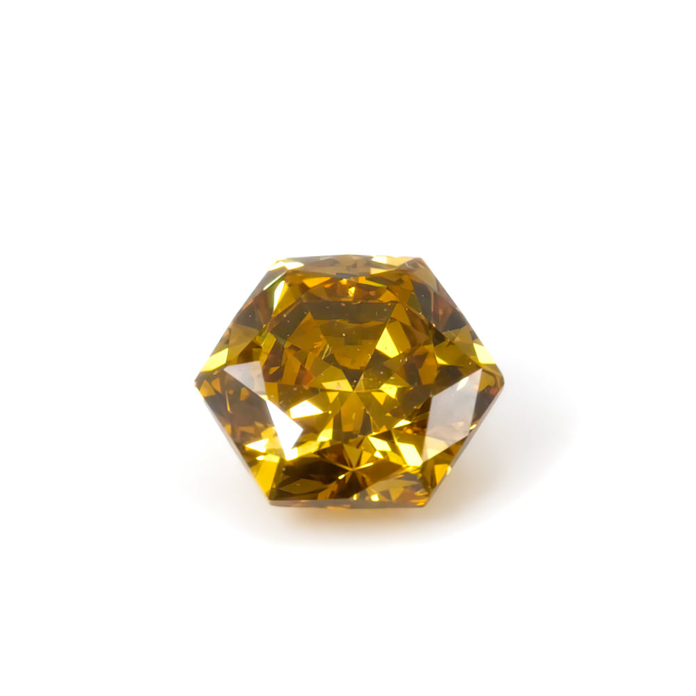 Diamond, Brownish Yellow, Fancy deep, VS1, Hexagonal, None
