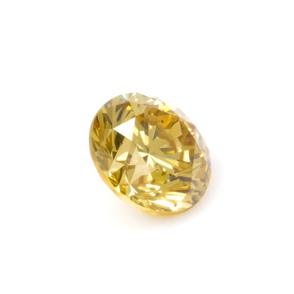 Colored Diamond, Yellow, Fancy Intense, SI2, Round, Untreated