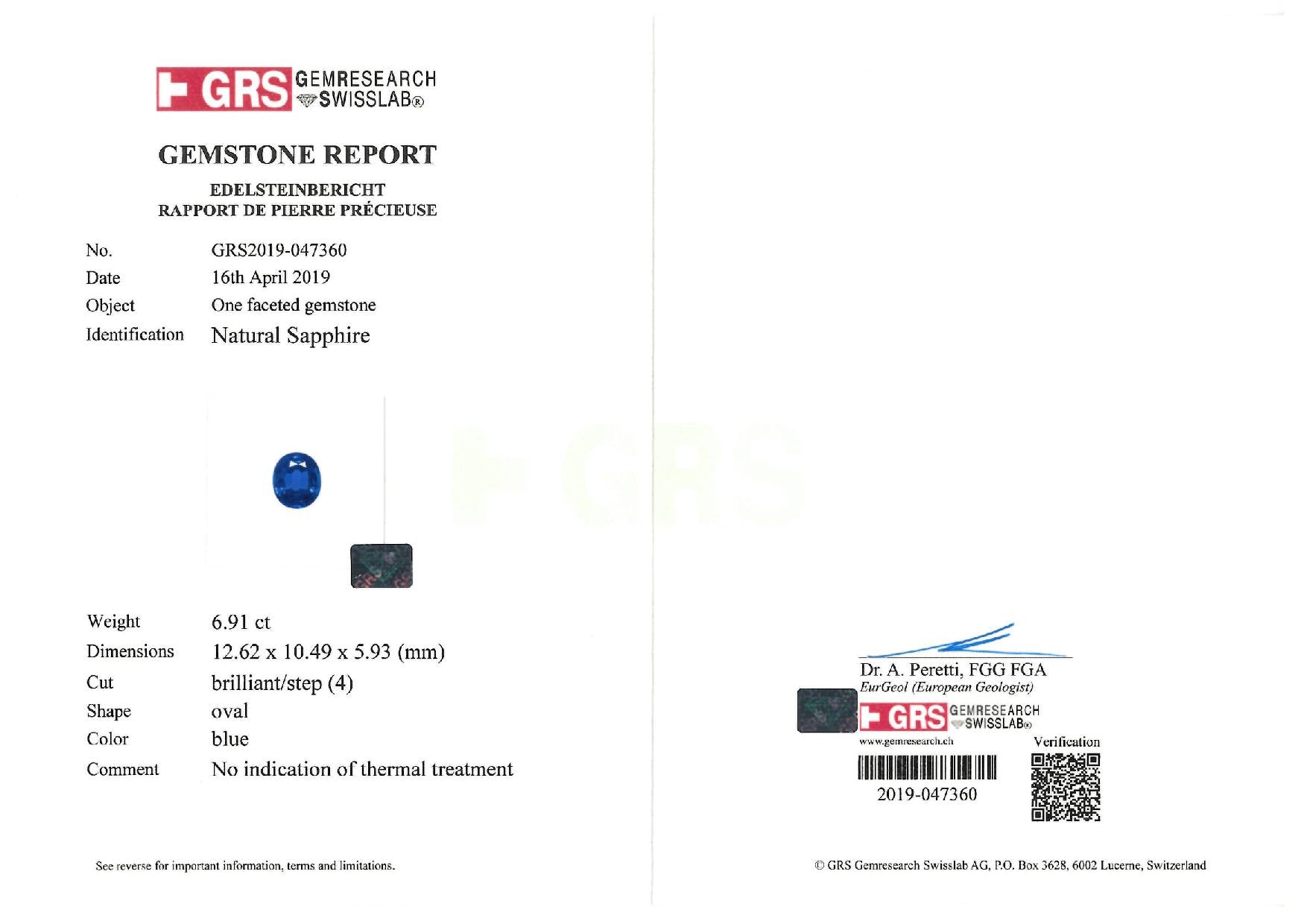 6.91ct Oval Sapphire, No Heat, Basaltic - 12.62 x 10.49 x 5.93mm