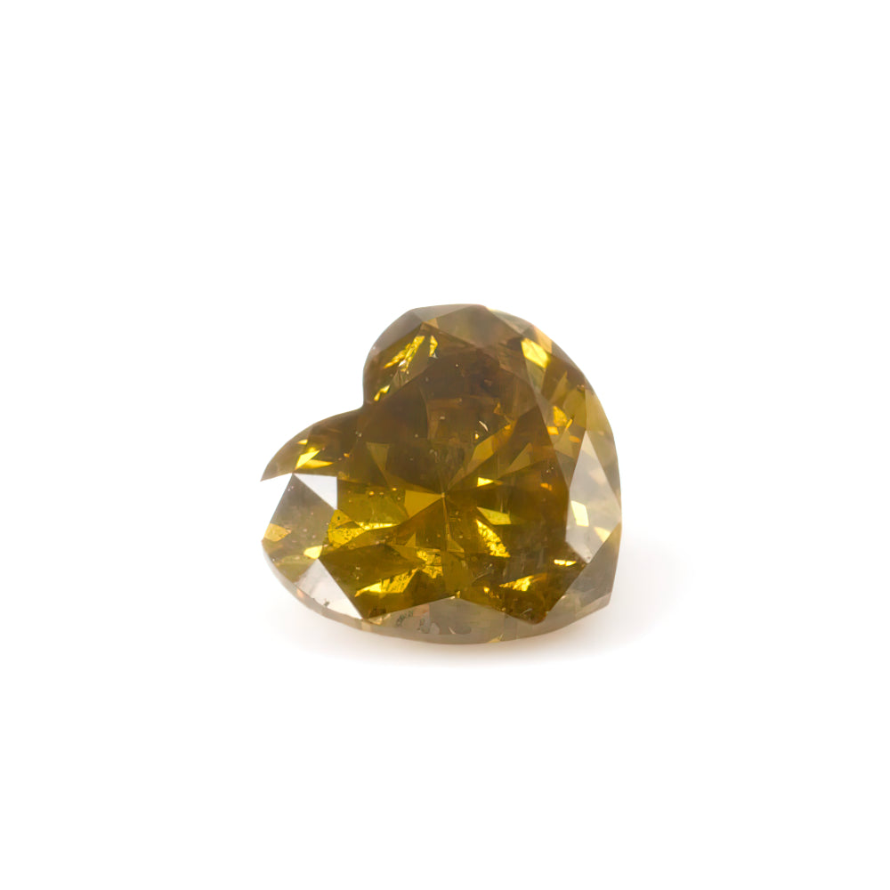 Colored Diamond, Greenish yellow, Deep, Heart-shaped, Untreated