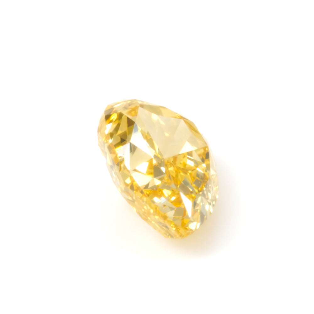 Colored Diamond, Orangy yellow, Vivid, I1, Pear-shaped, Untreated