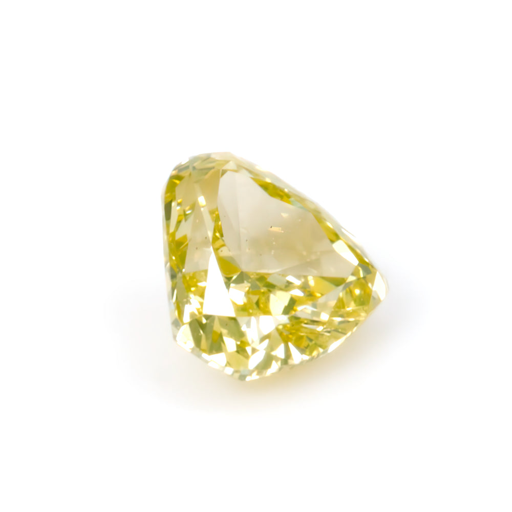 Colored Diamond, Greenish yellow, Fancy Intense, SI2, Heart-shaped, Untreated