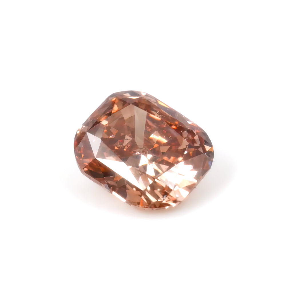 Colored Diamond, Brownish Orangy Pink, Deep, SI1, Cushion, Untreated
