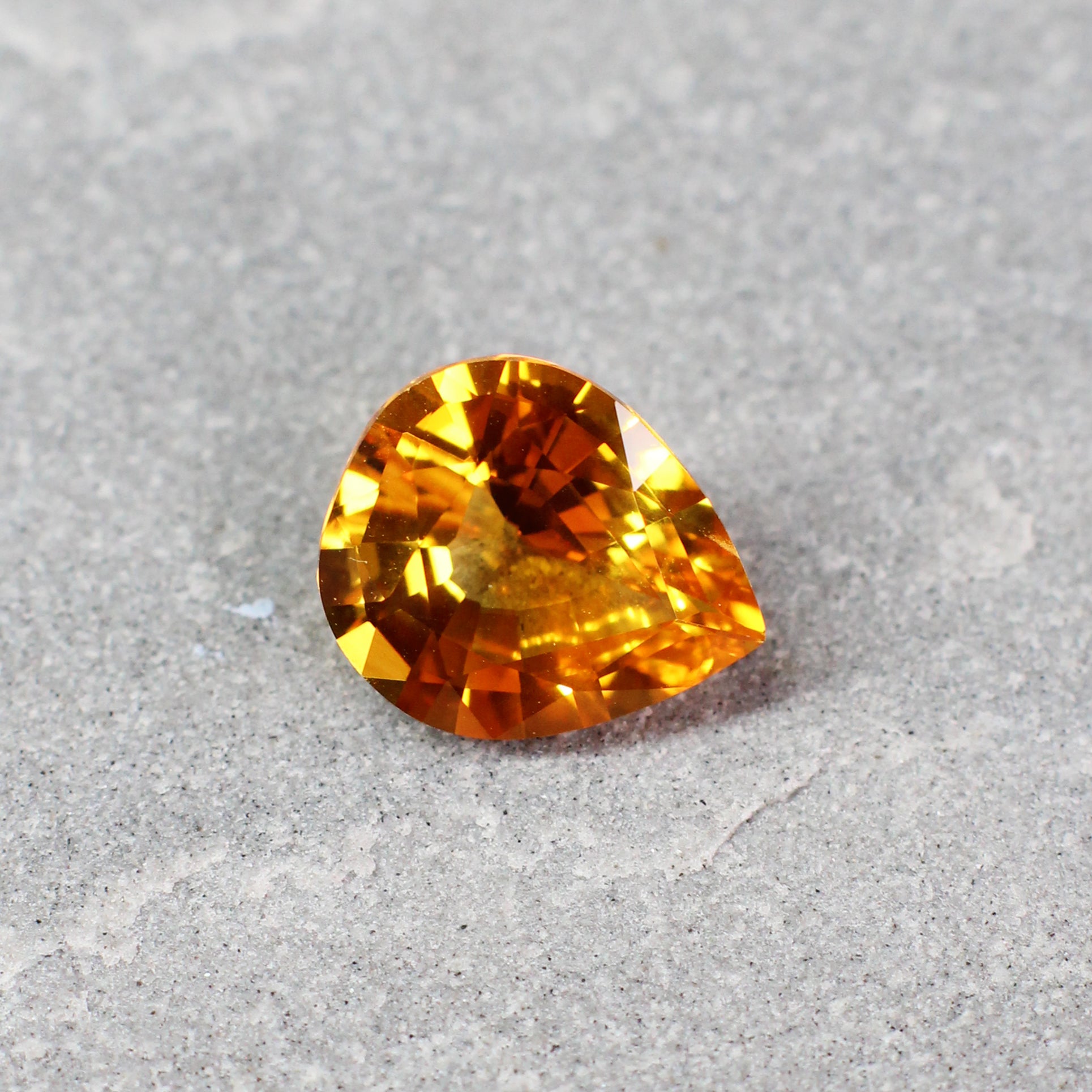 3.40ct Orangy Yellow, Pear Shape Sapphire, Heated, Sri Lanka - 10.50 x 8.80 x 4.89mm