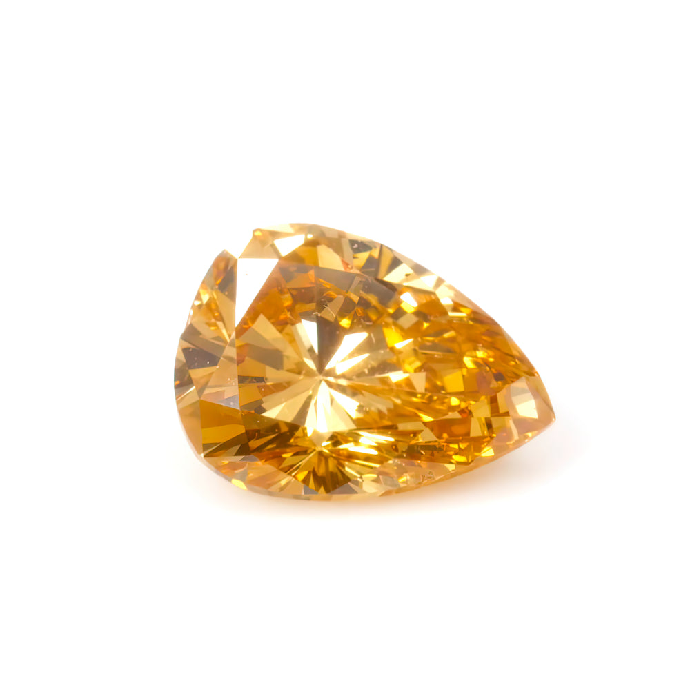 Colored Diamond, Orange Yellow, Fancy Intense, SI1, Pear-shaped, Untreated