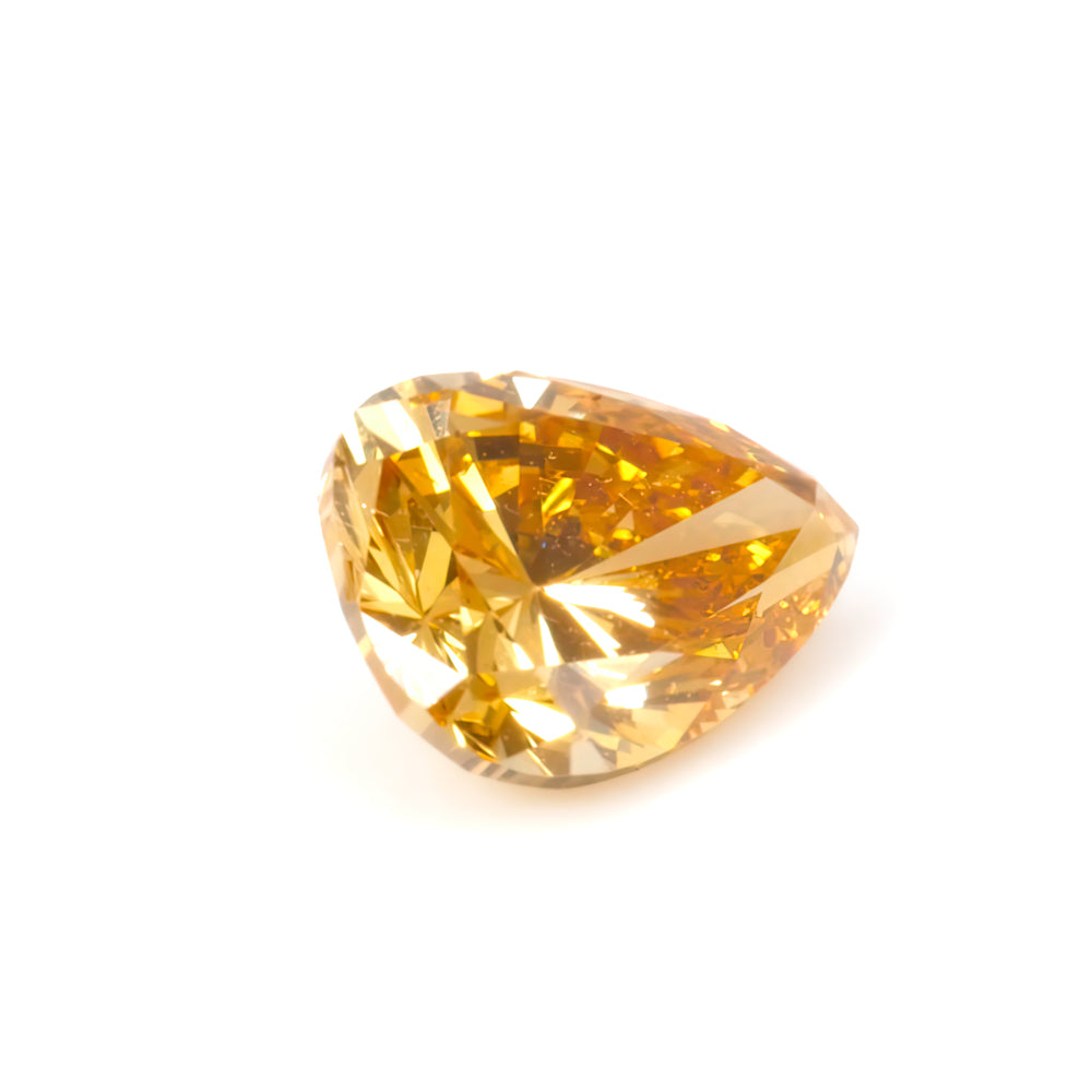 Colored Diamond, Orange Yellow, Fancy Intense, SI1, Pear-shaped, Untreated