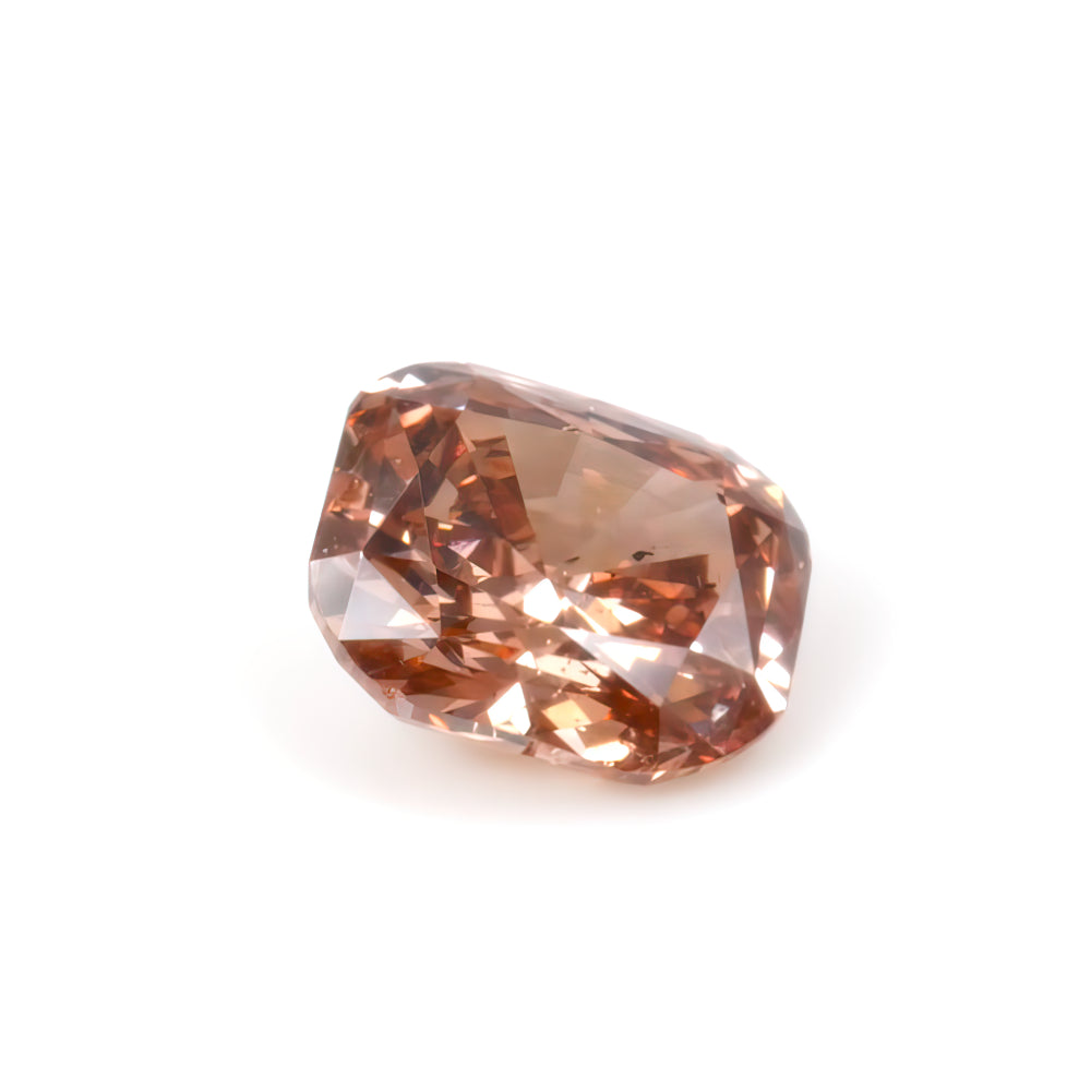 Colored Diamond, Brownish Orangy Pink, Deep, SI1, Cushion, Untreated