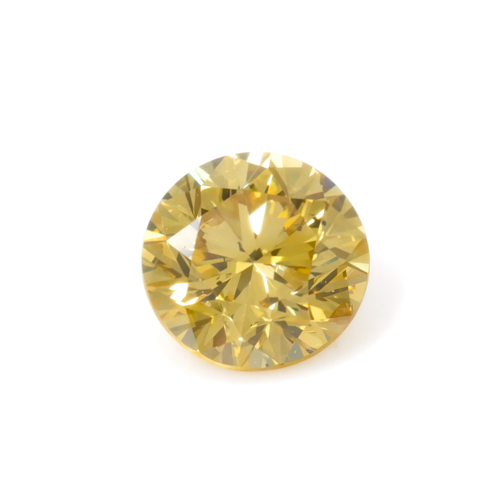 Colored Diamond, Yellow, Fancy Intense, SI2, Round, Untreated