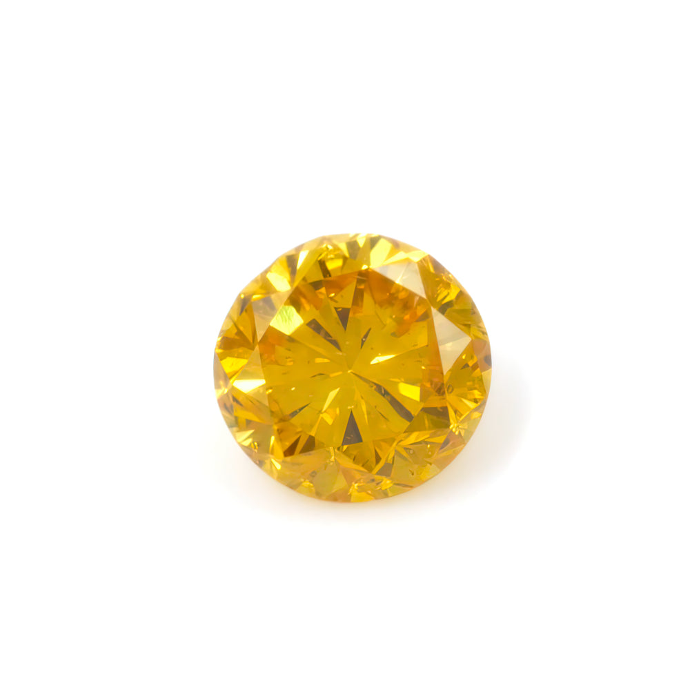 Colored Diamond, Orangy yellow, Vivid, SI2, Round, Untreated