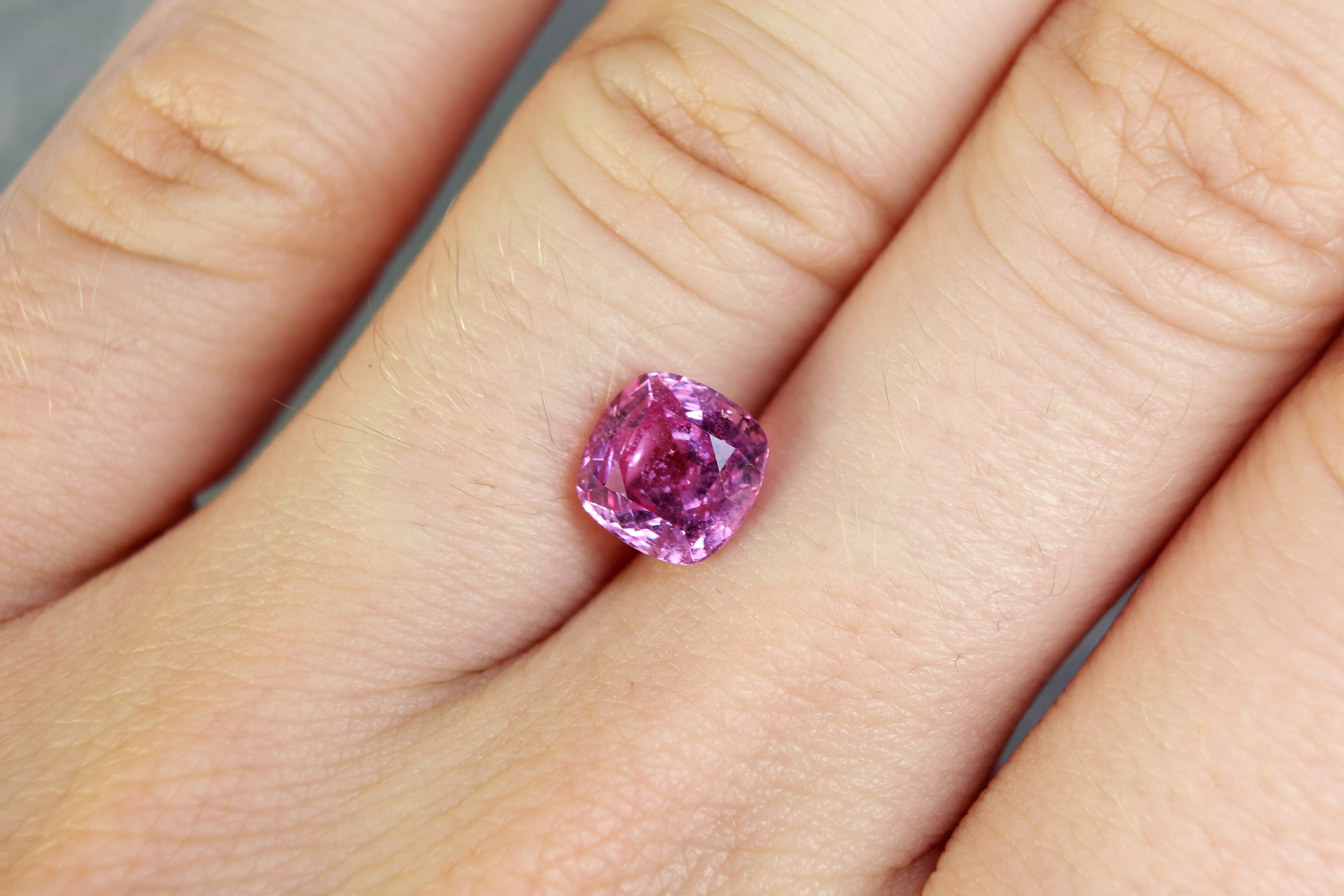 2.26ct Purplish Pink, Cushion Sapphire, Heated, Madagascar - 7.13 x 7.11 x 4.90mm