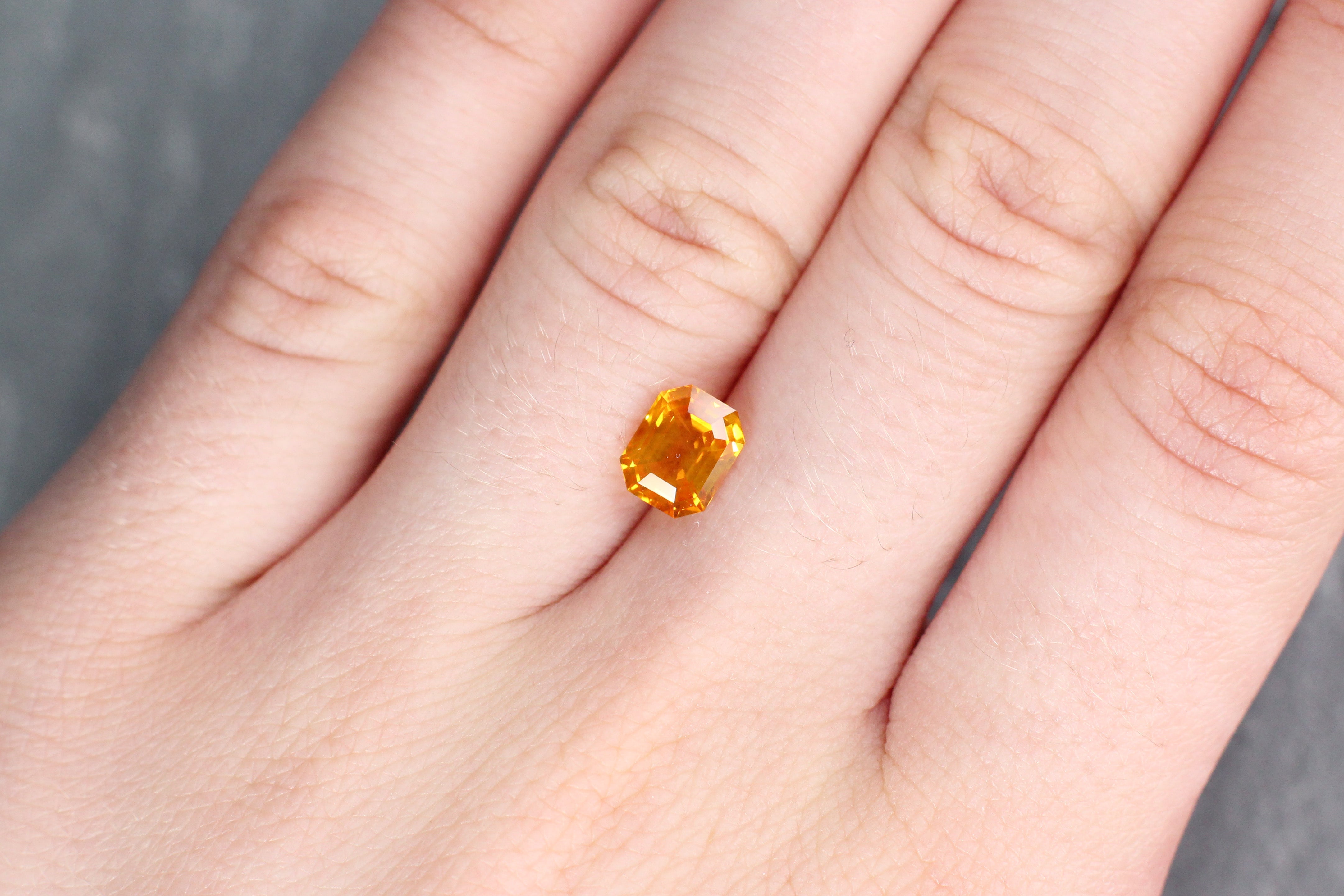 2.03ct Orangy Yellow, Octagon Sapphire, Sri Lanka - 7.29 x 5.85 x 4.48mm