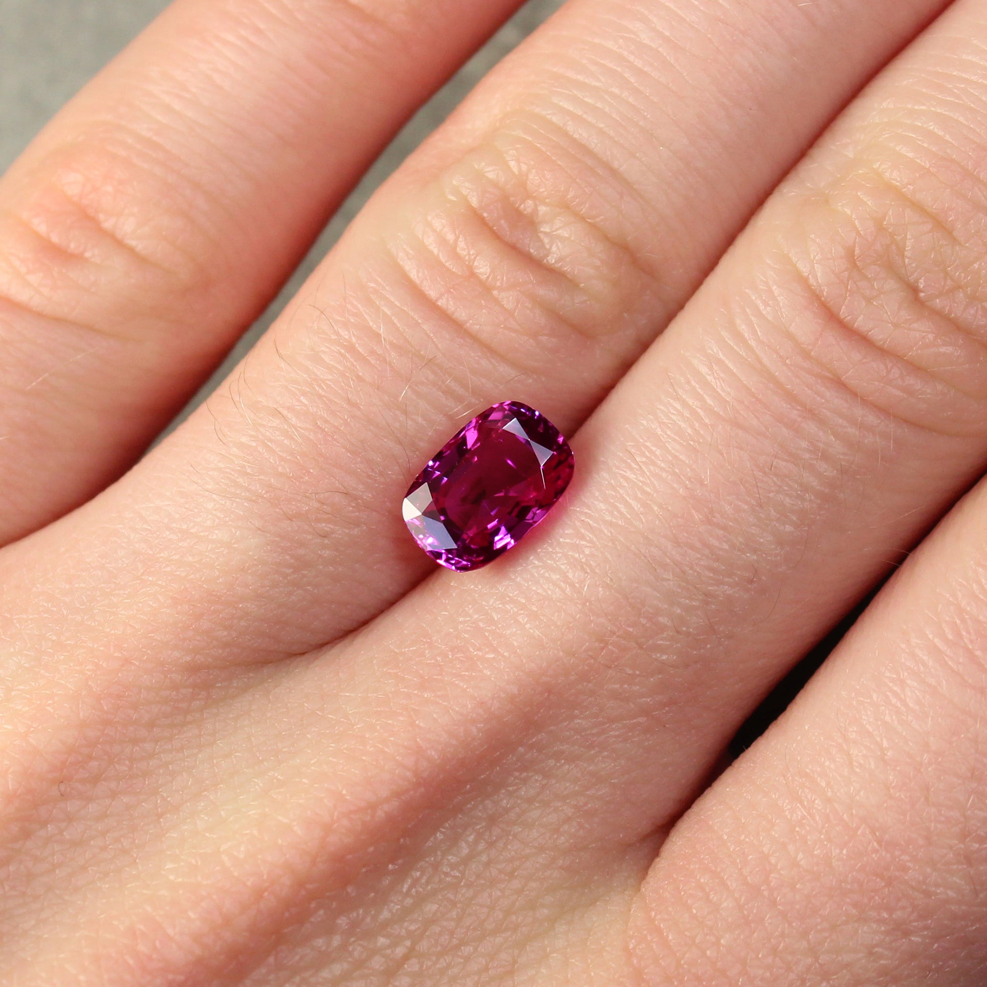 2.33ct Pinkish Red, Cushion Ruby, No Heat, Myanmar - 8.86 x 6.03 x 4.30mm